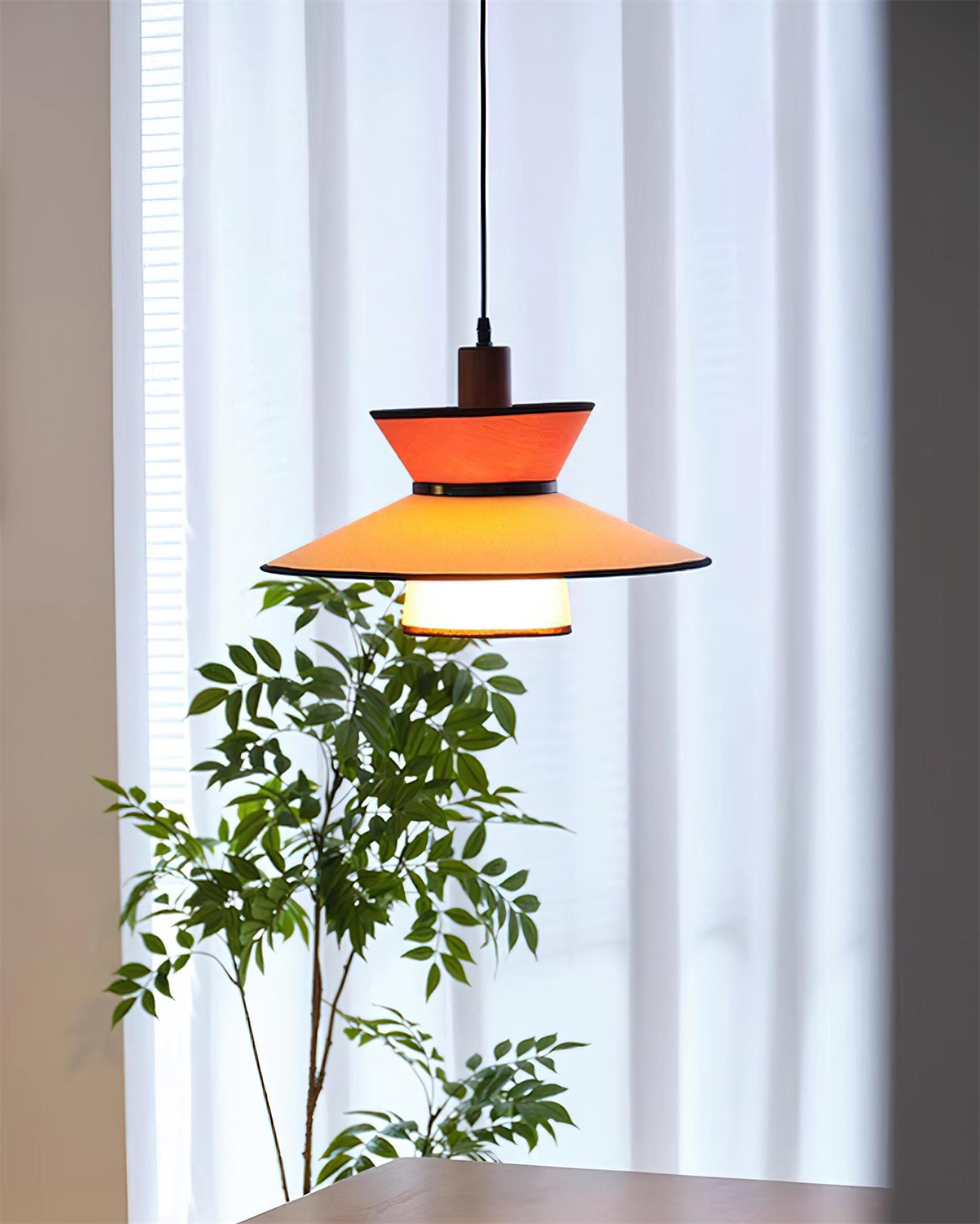 Milano Suspension Lampe Géométrique en Tissu Superposé Rouge - Neutralighting