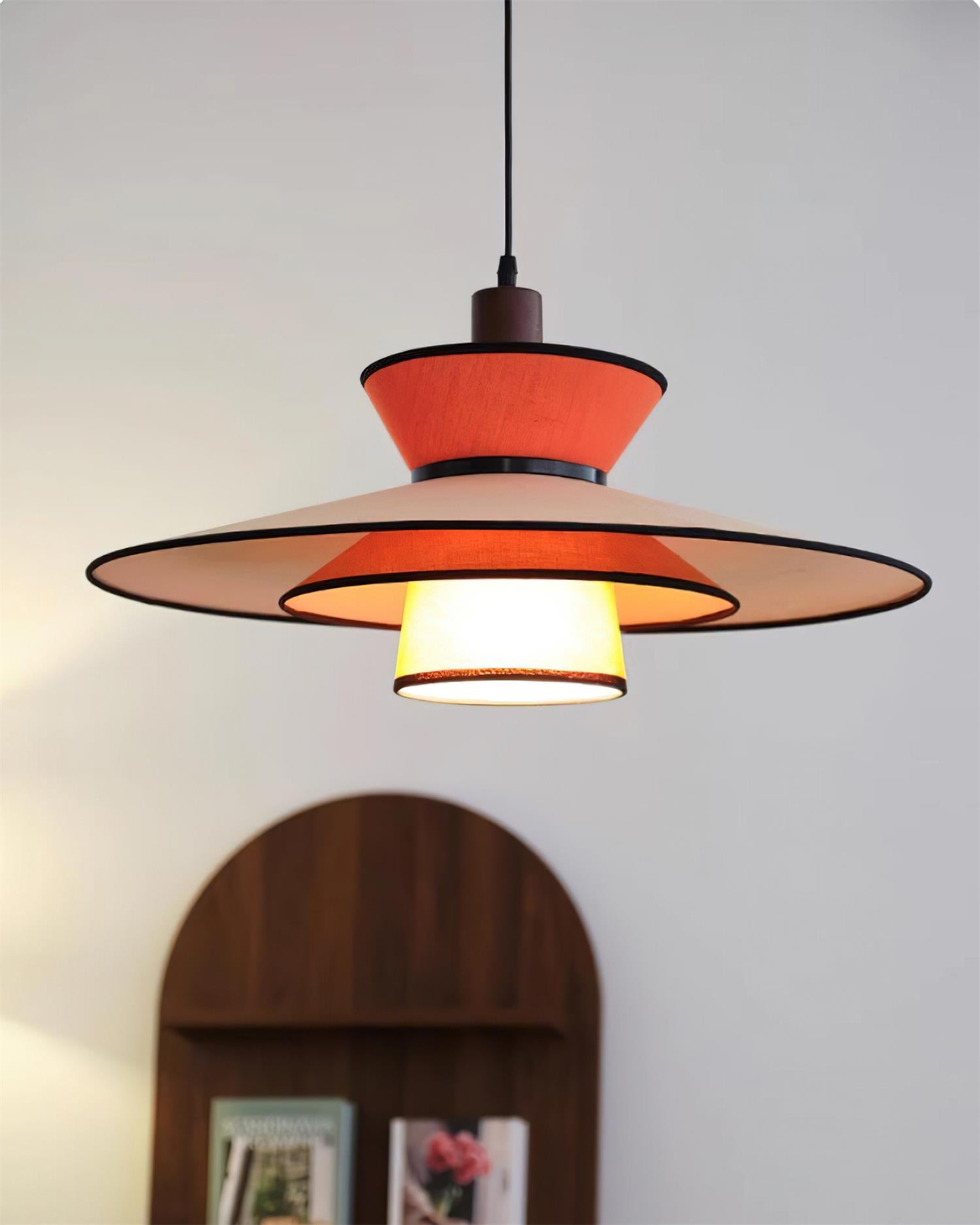 Milano Suspension Lampe Géométrique en Tissu Superposé Rouge - Neutralighting