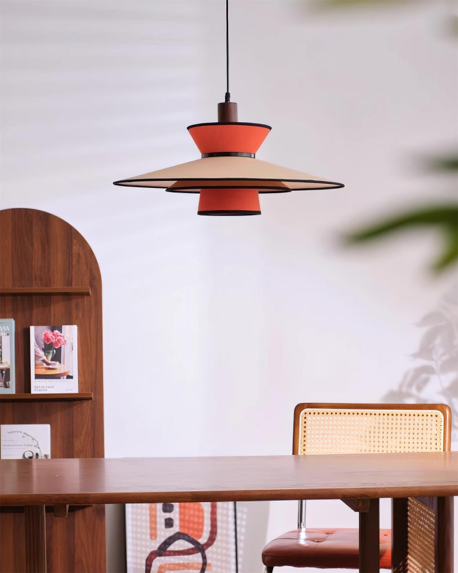 Milano Suspension Lampe Géométrique en Tissu Superposé Rouge - Neutralighting
