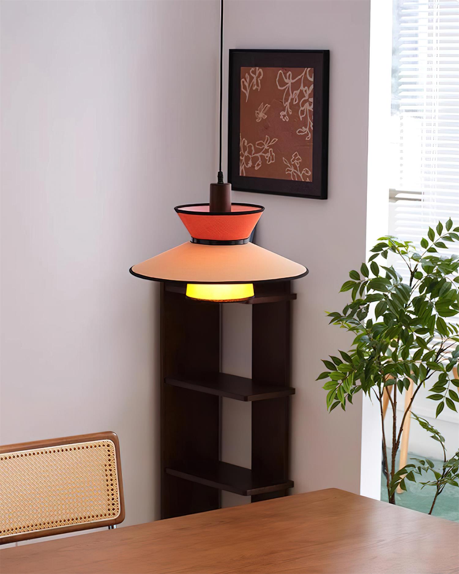Milano Suspension Lampe Géométrique en Tissu Superposé Rouge - Neutralighting