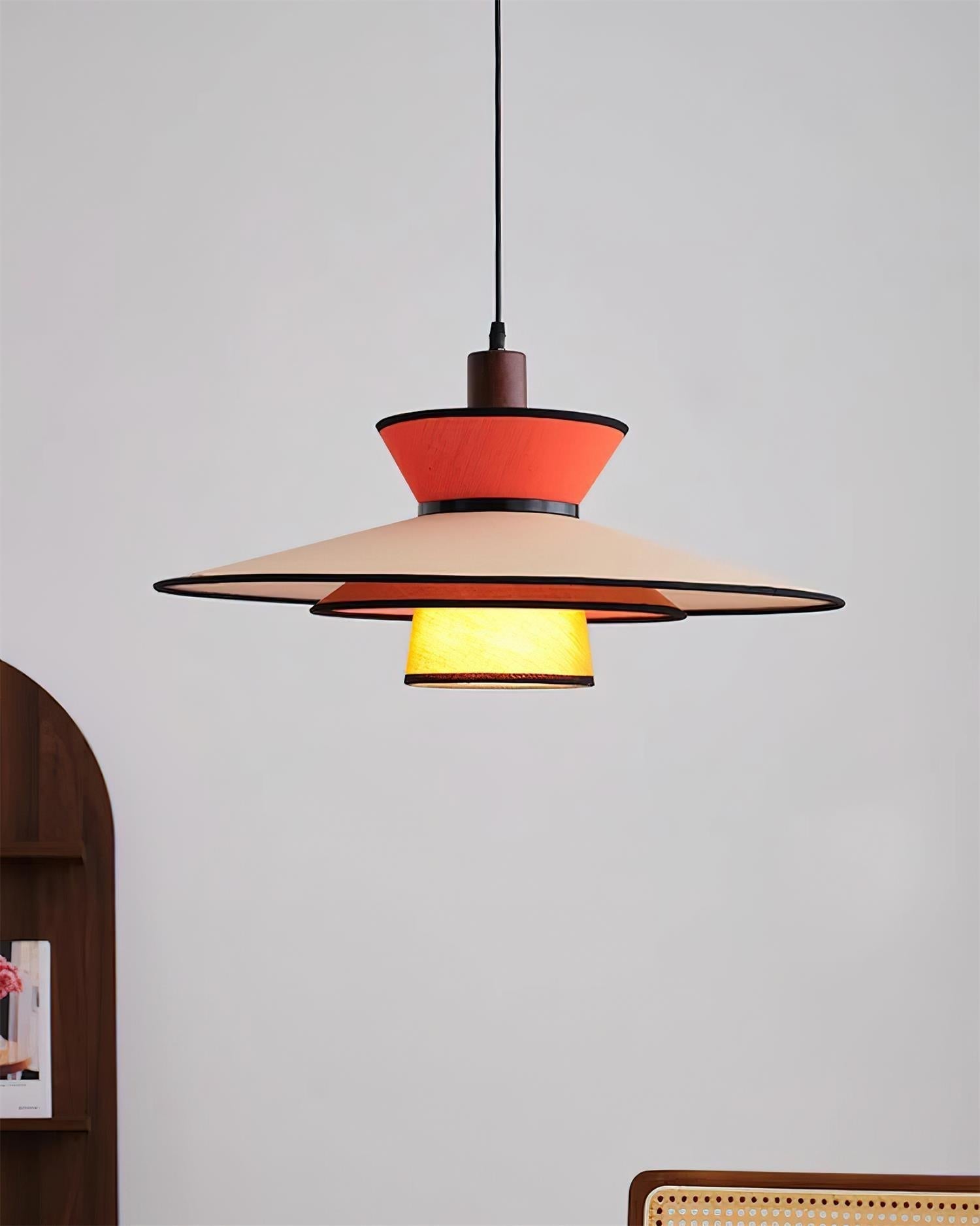 Milano Suspension Lampe Géométrique en Tissu Superposé Rouge - Neutralighting