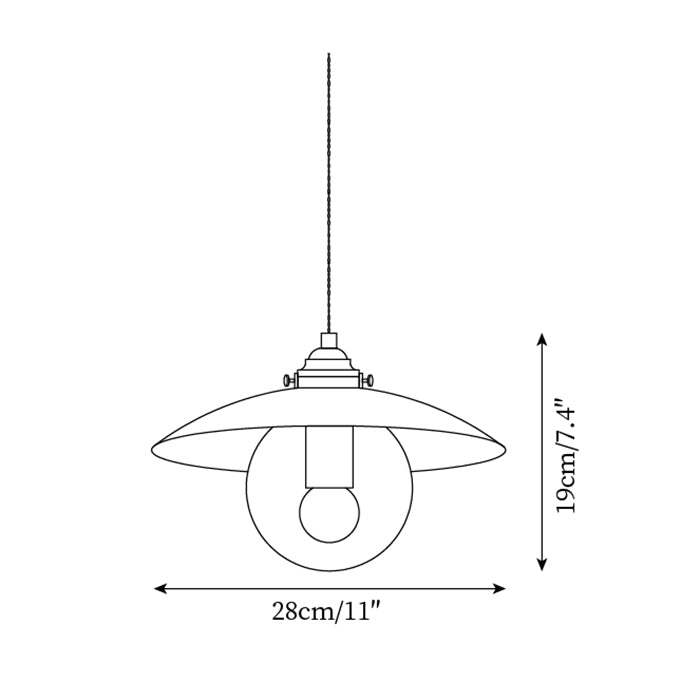Pendant Light with Disc Shade and Glass Globe Industrial - Letslighting