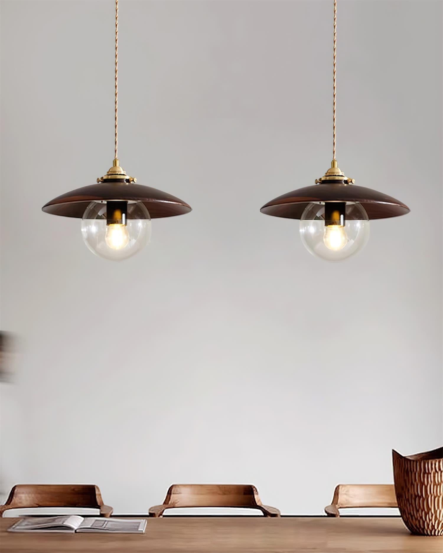 Pendant Light with Disc Shade and Glass Globe Industrial - Letslighting