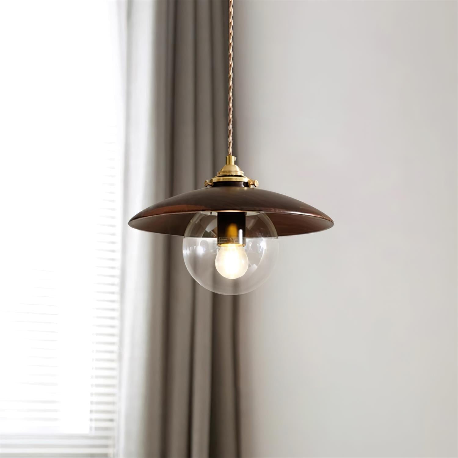 Pendant Light with Disc Shade and Glass Globe Industrial - Letslighting