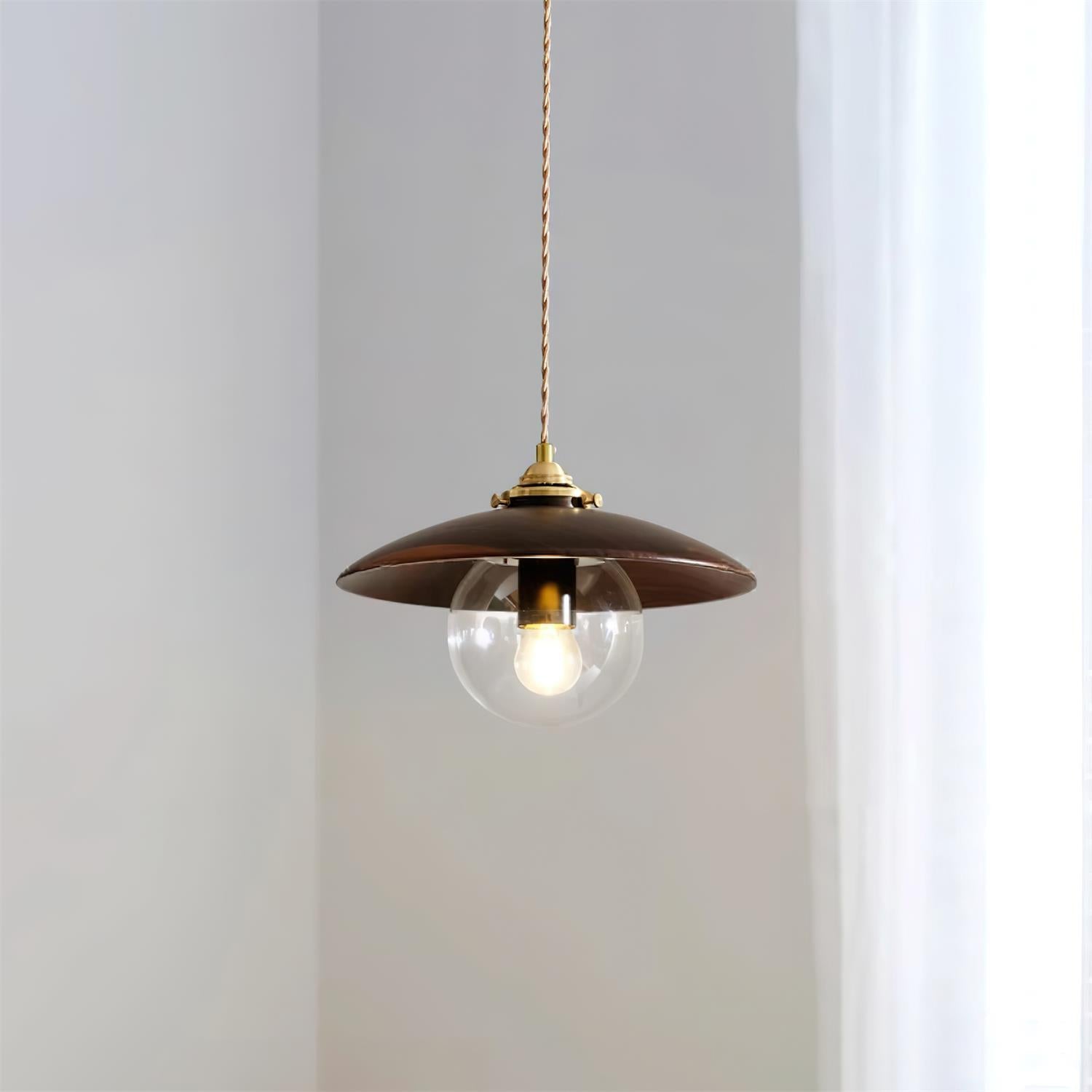 Pendant Light with Disc Shade and Glass Globe Industrial - Letslighting