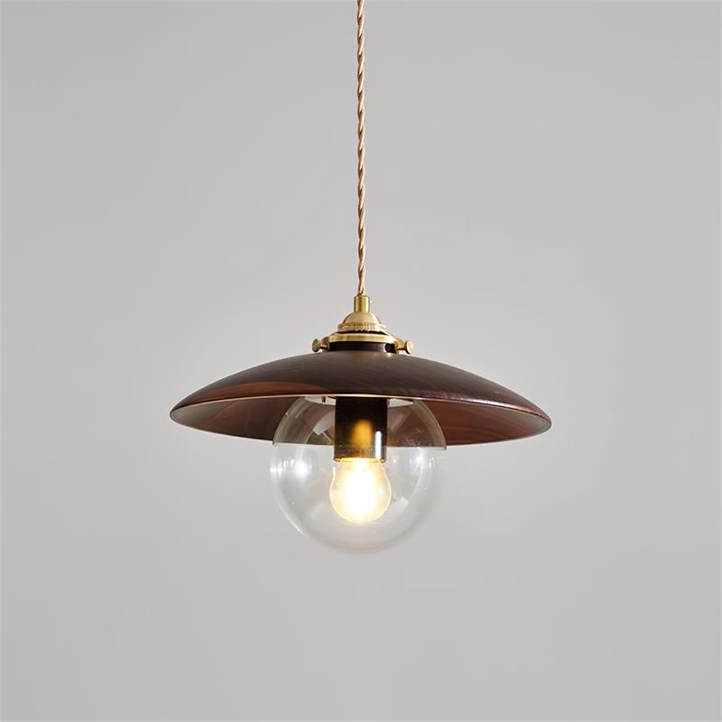 Pendant Light with Disc Shade and Glass Globe Industrial - Letslighting