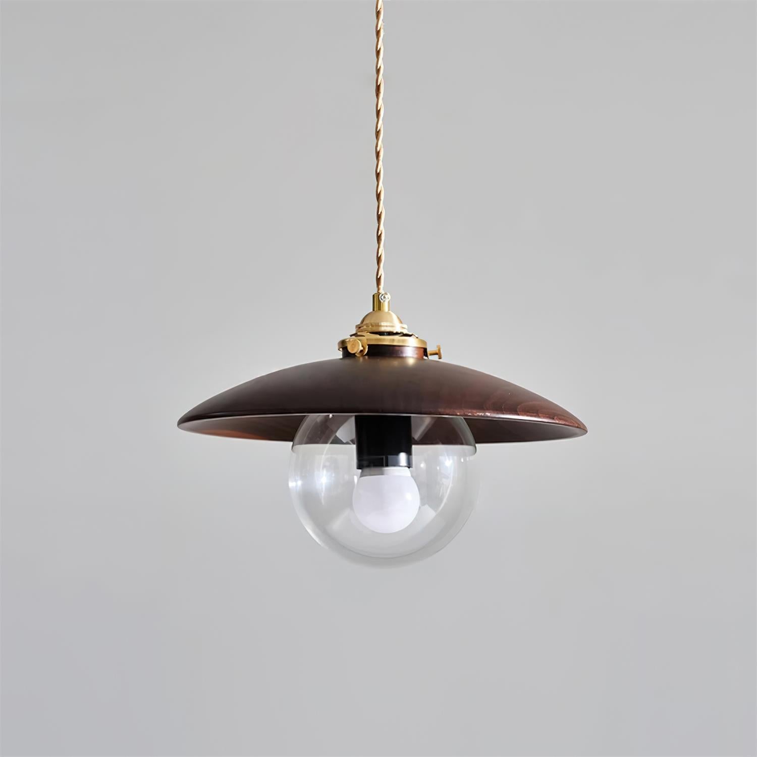 Pendant Light with Disc Shade and Glass Globe Industrial - Letslighting