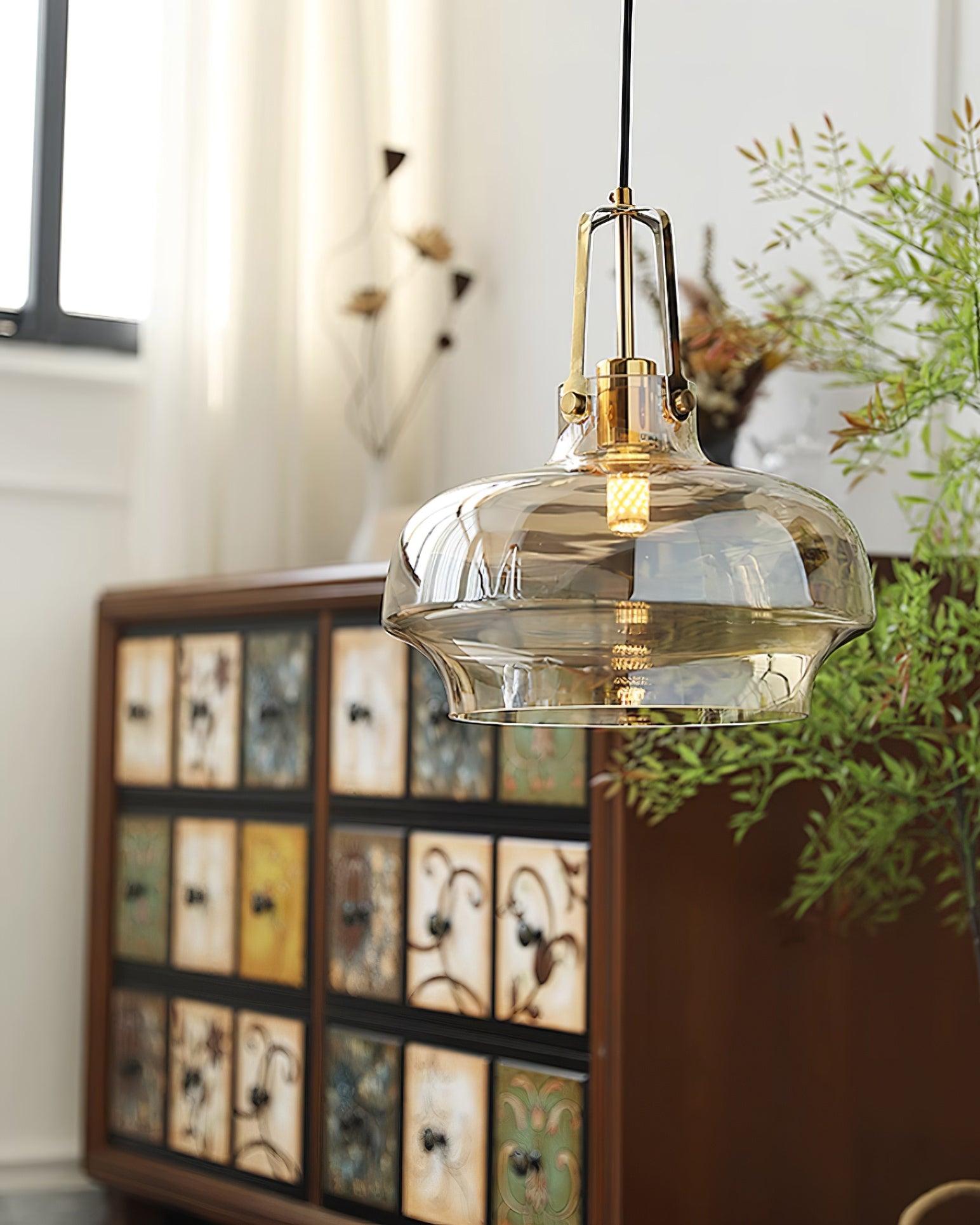 Aurelin Lampe Pendante Élégante Verre Ambre - Neutralighting