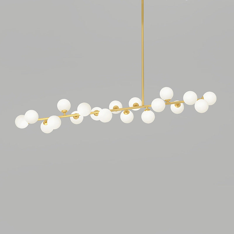 Eshair Modern Minimalist Brass Glass Chandelier - Lamp Copper