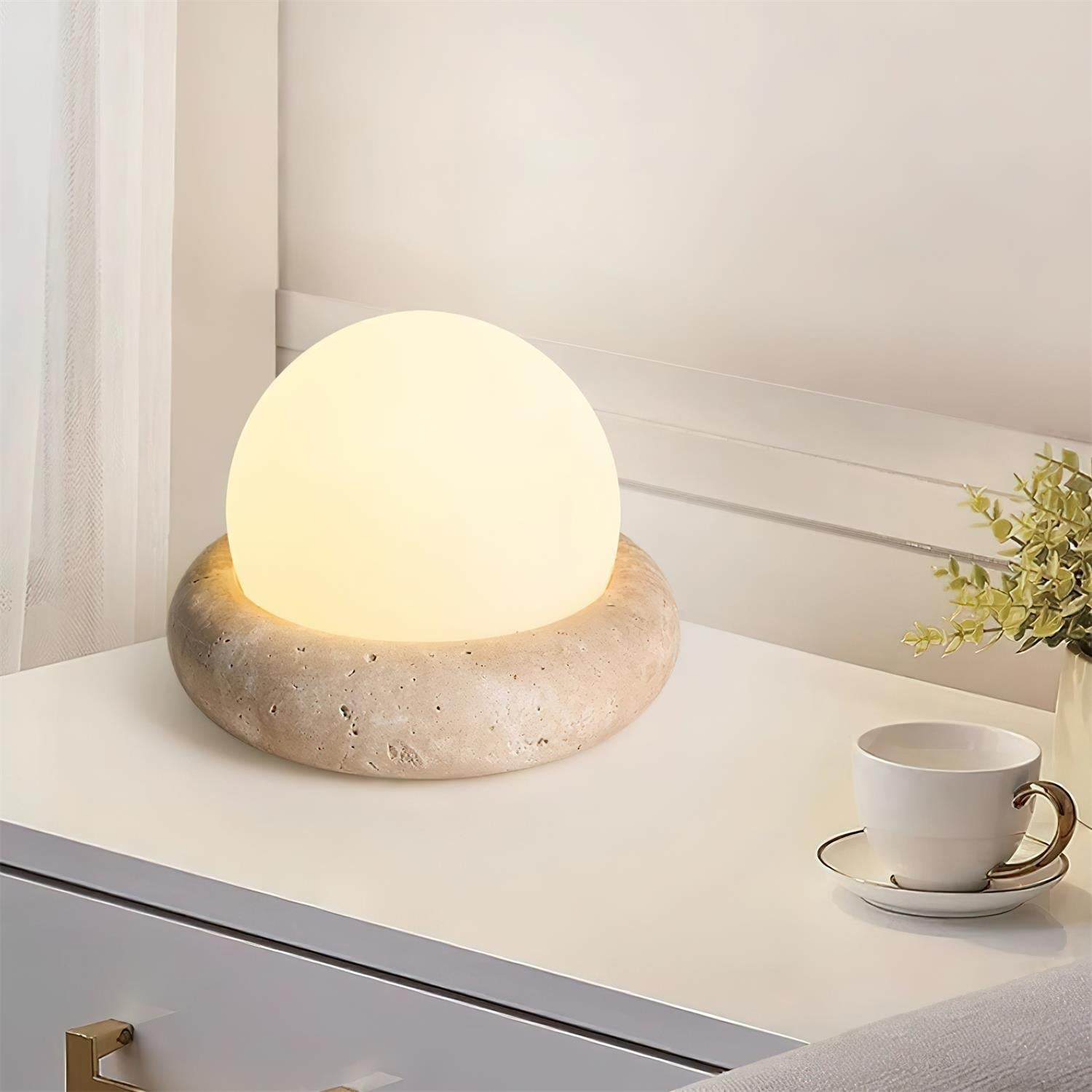 Riita Lampe de Table Mini Globe en Travertin Maga - Neutralighting