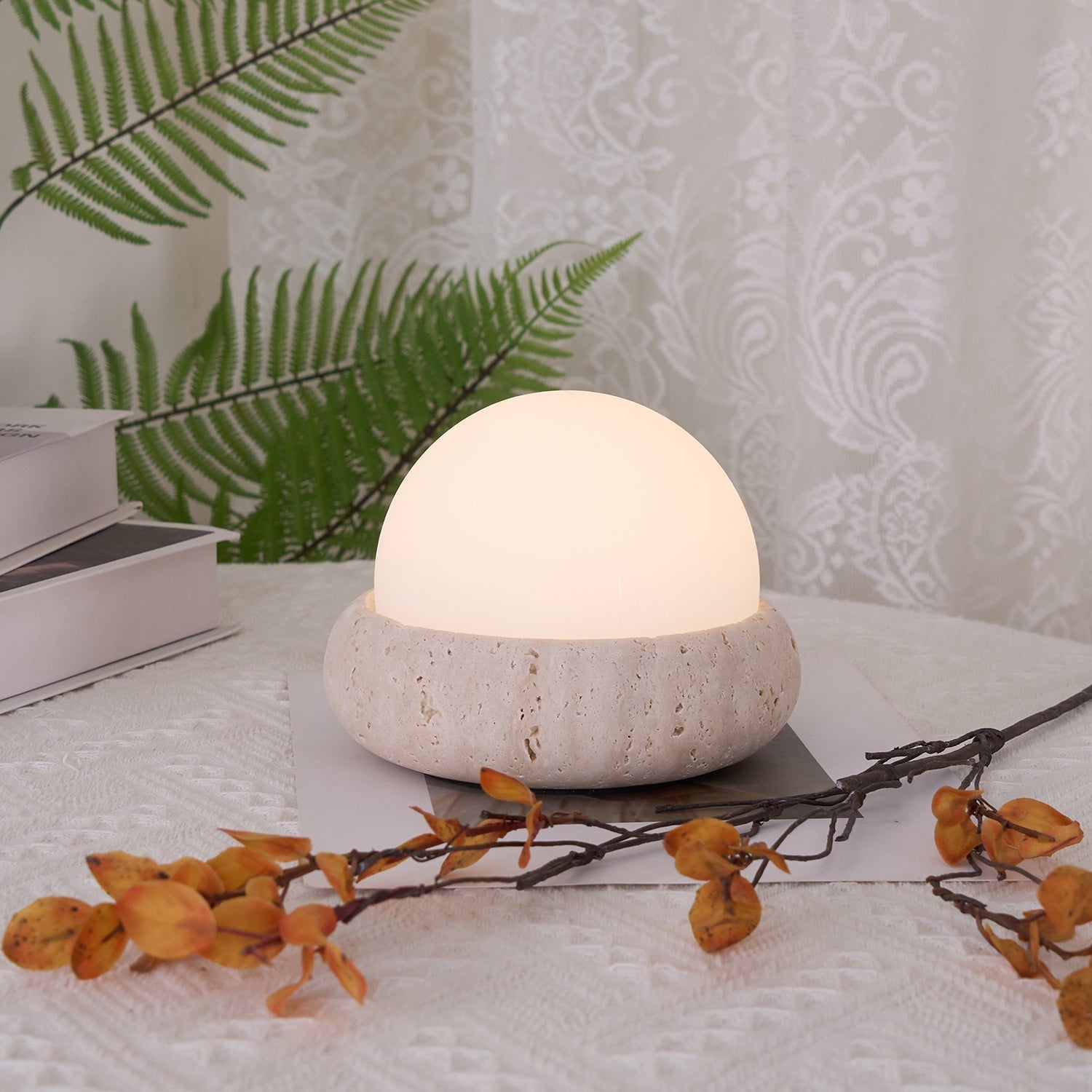 Riita Lampe de Table Mini Globe en Travertin Maga - Neutralighting