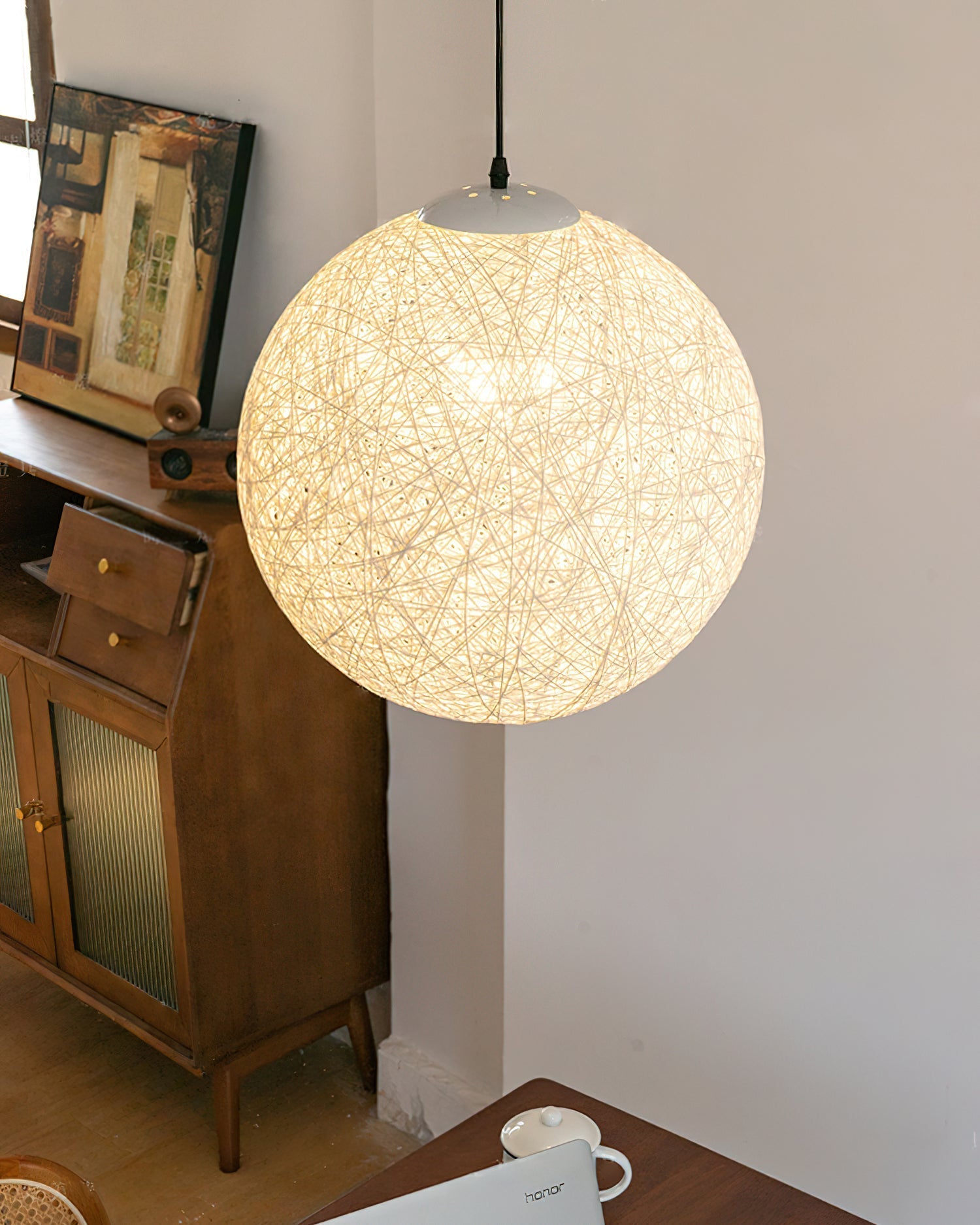Virelli Lampe Pendante Sphère en Rattan de Chanvre Artisanale Boho - Neutralighting