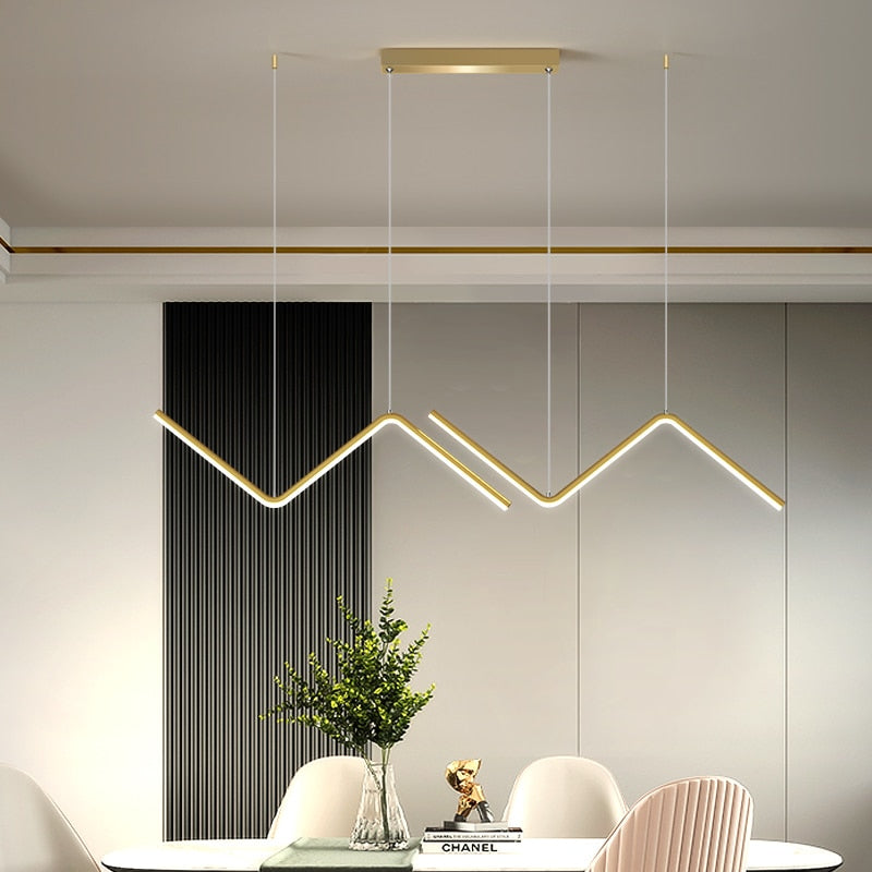 Arisha Lampe Suspendue Lustre LED Moderne, Métal, Noir/Or, Cuisine - Neutralighting