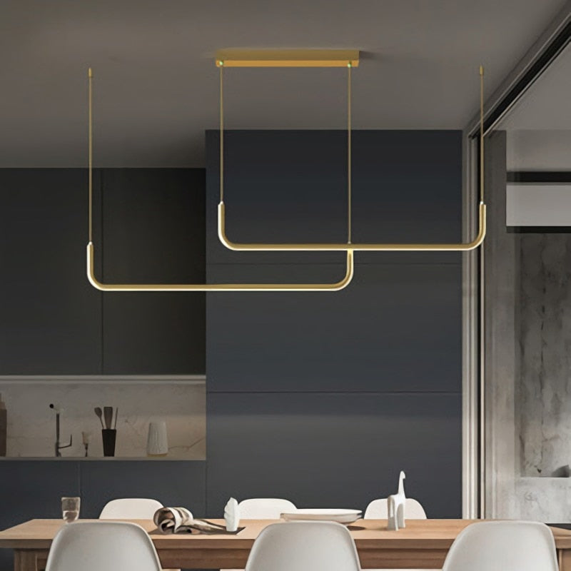 Clen Suspension Linéaire Minimaliste Or/Noir. Salon - Neutralighting