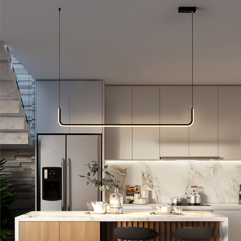 Clen Suspension Linéaire Minimaliste Or/Noir. Salon - Neutralighting