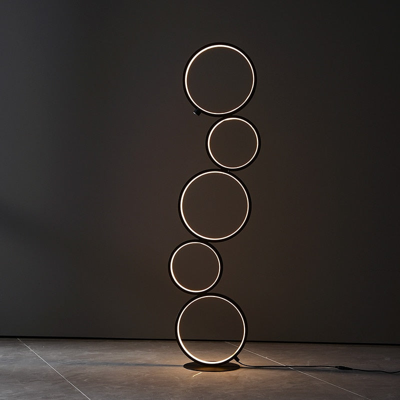 Arisha Lampadaire Sur Pied Rond Minimaliste, Blanc/Noir, Salon - Neutralighting