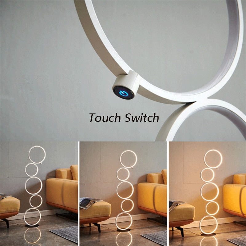 Arisha Lampadaire Sur Pied Rond Minimaliste, Blanc/Noir, Salon - Neutralighting