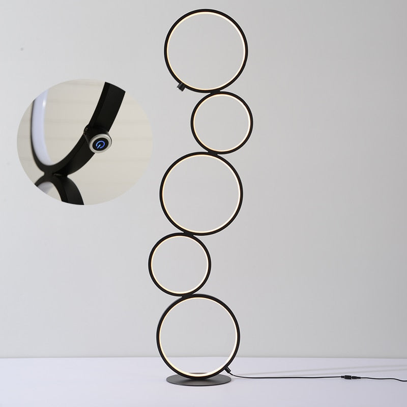 Arisha Lampadaire Sur Pied Rond Minimaliste, Blanc/Noir, Salon - Neutralighting