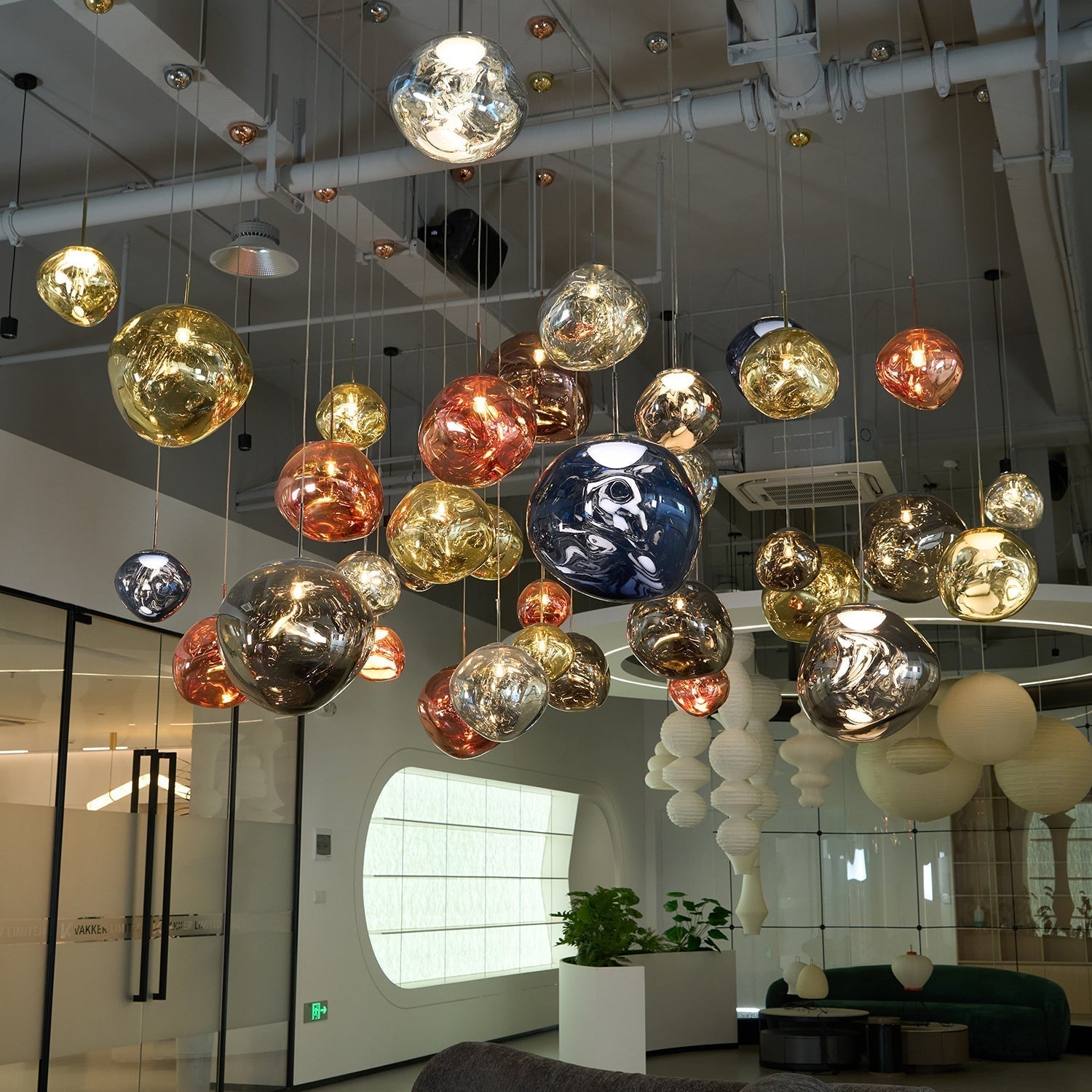 Solara Suspension en Verre Soufflé Cluster Irrégulier Sculptural - Neutralighting