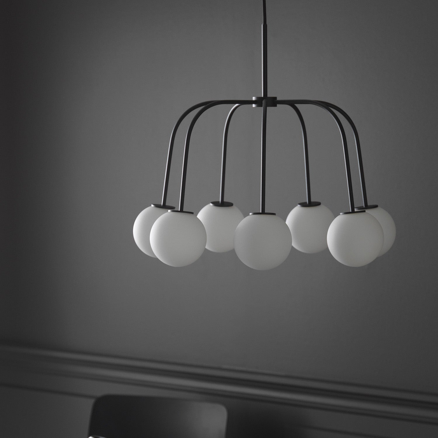 Elphaia Vintage Modern Octopus Black Glass Chandelier - Lamp Copper