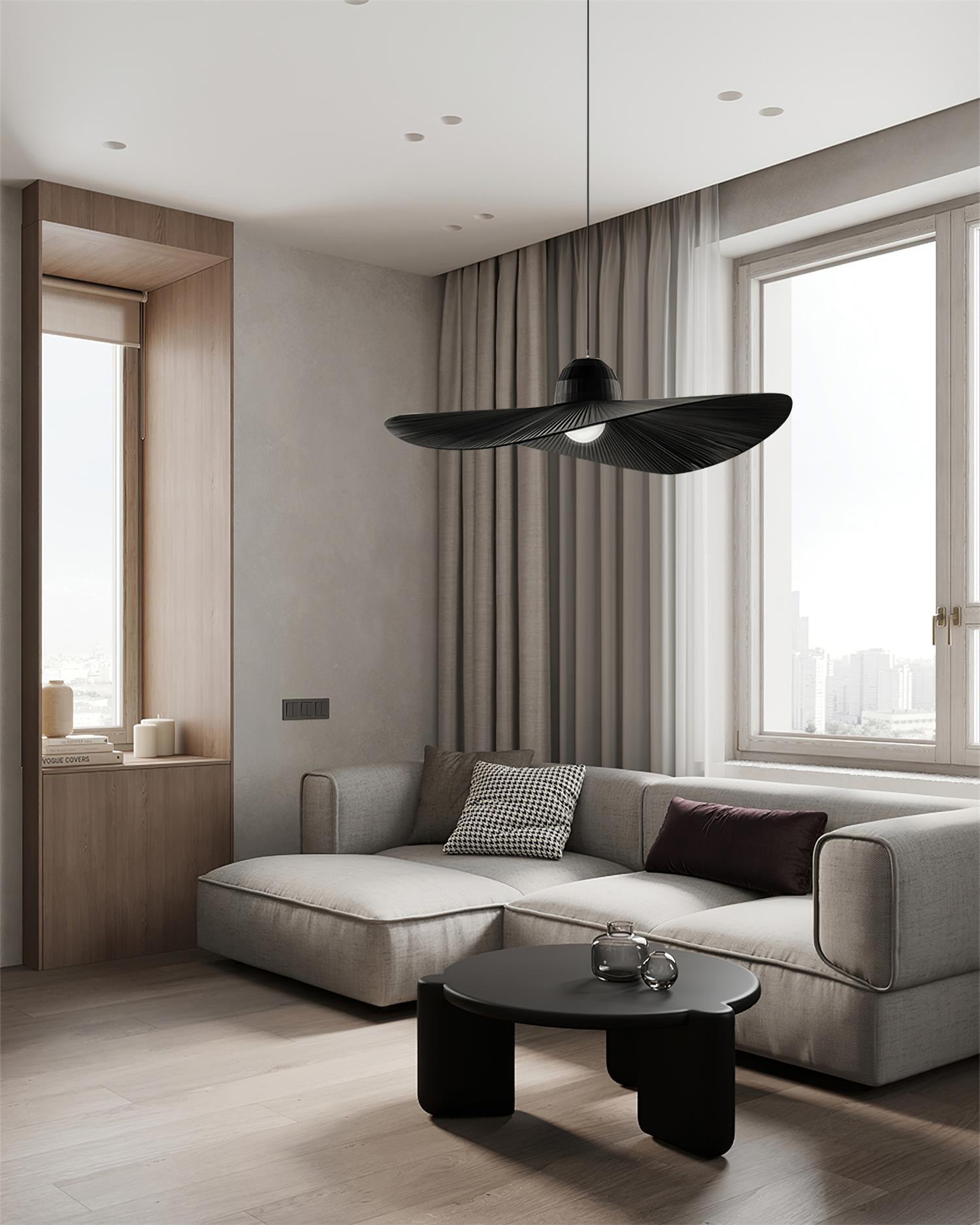 Moire Hat Lampe Pendante Tissu Plissé Moderne - Neutralighting