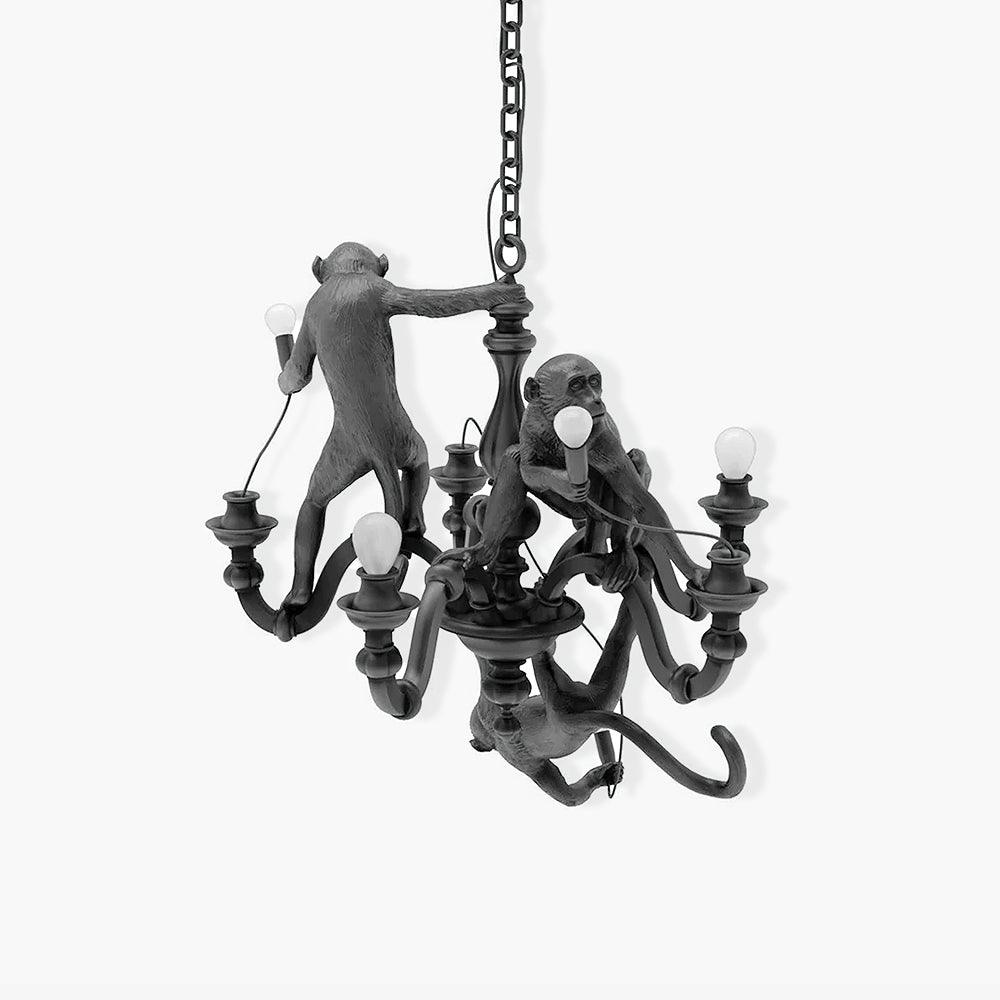 Lustra Chandelier Singe Noir Sculpture Ludique - Neutralighting