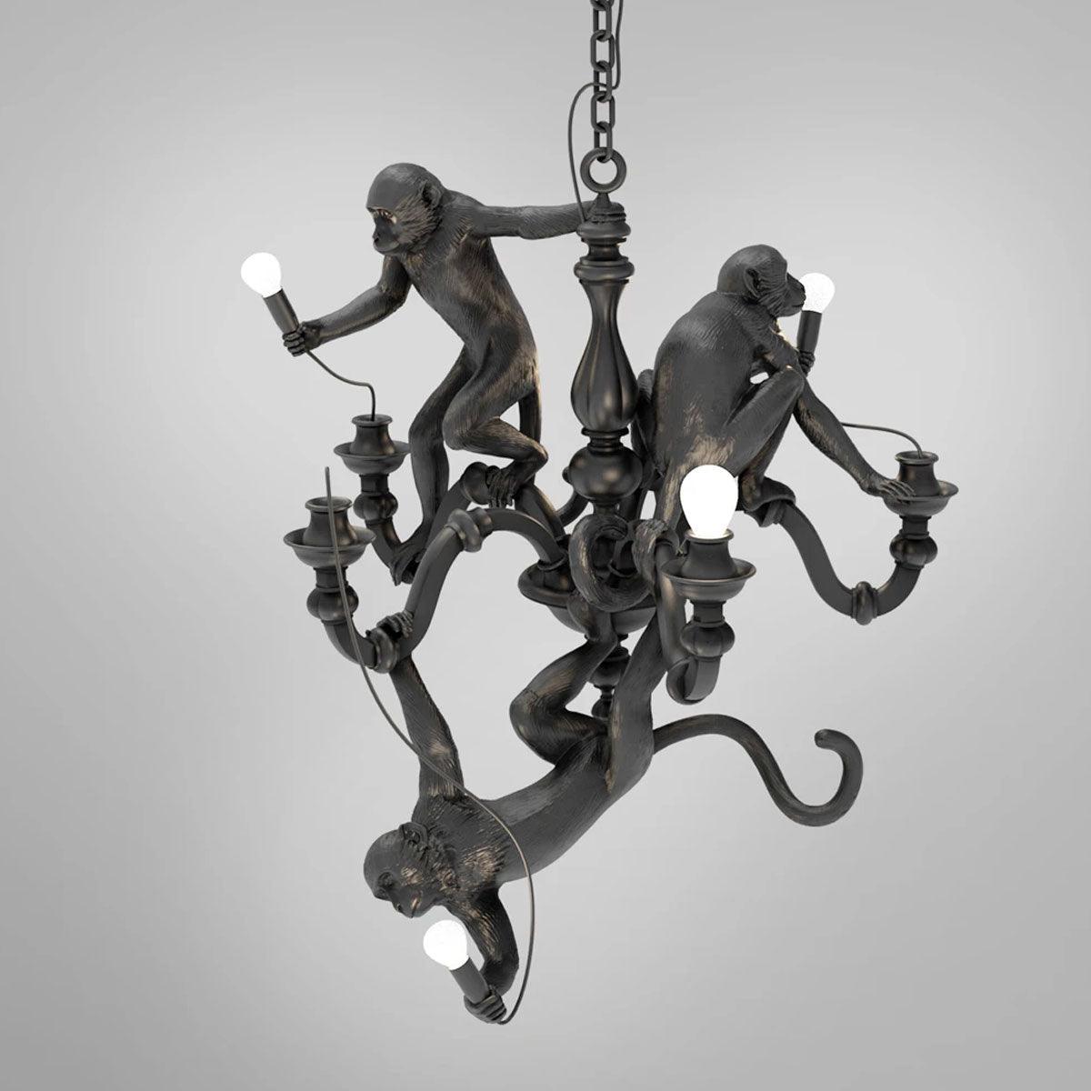 Lustra Chandelier Singe Noir Sculpture Ludique - Neutralighting