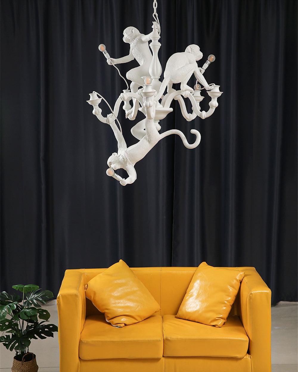 Lustra Chandelier Singe Noir Sculpture Ludique - Neutralighting