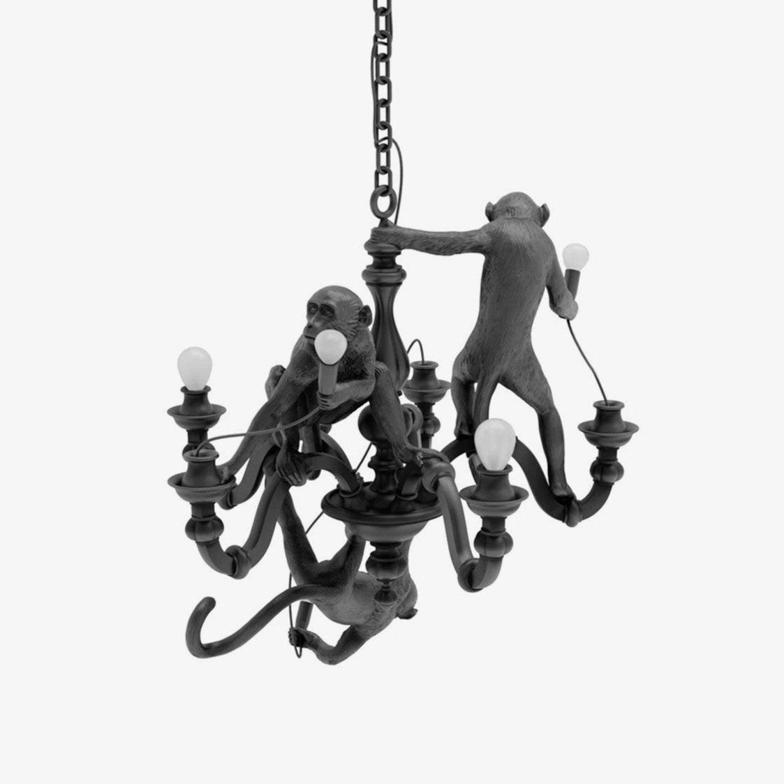 Lustra Chandelier Singe Noir Sculpture Ludique - Neutralighting