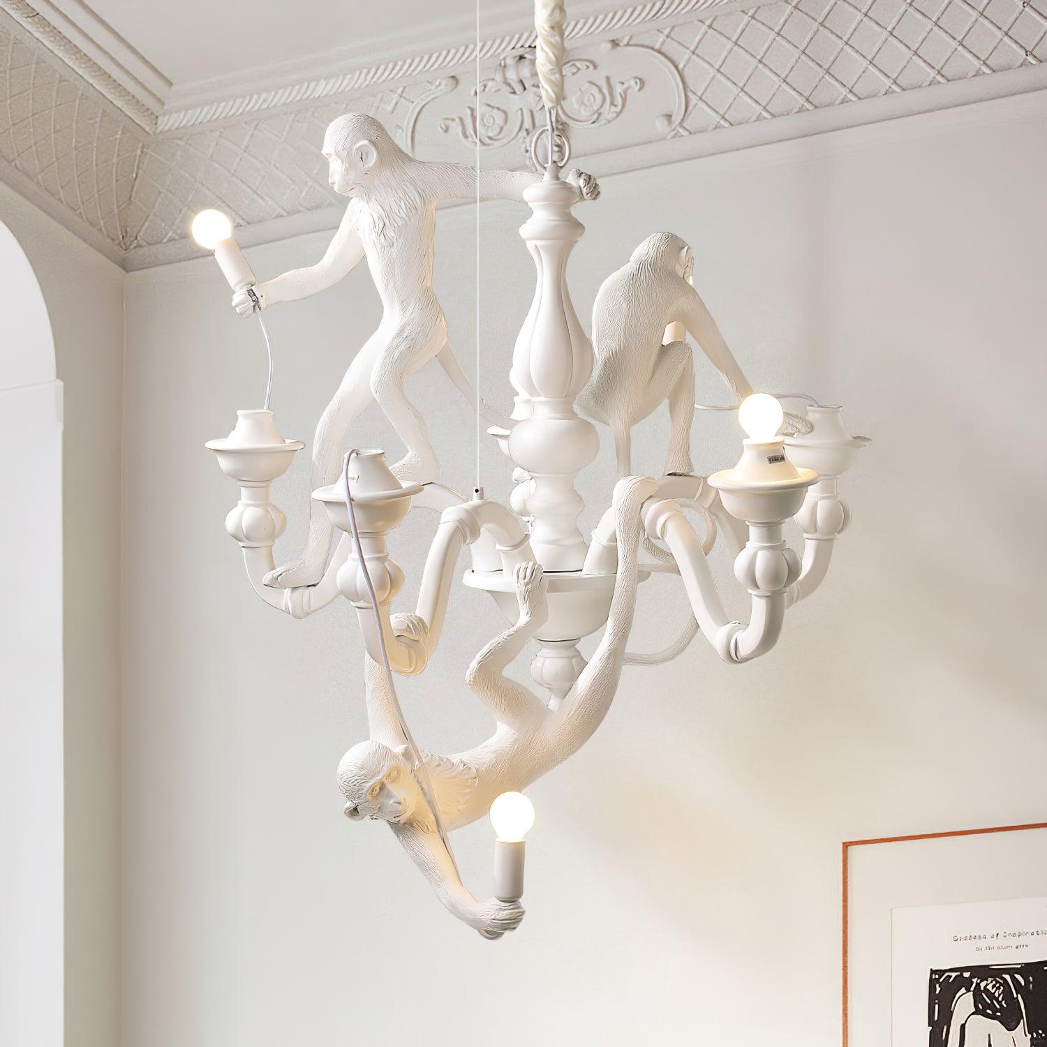 Lustra Chandelier Singe Noir Sculpture Ludique - Neutralighting