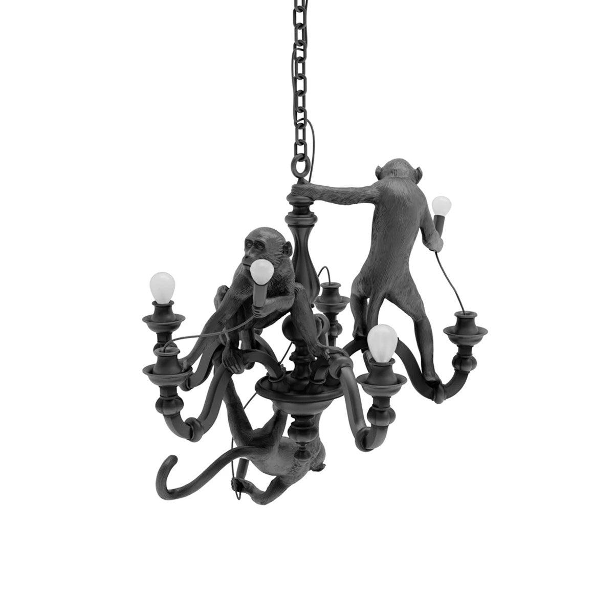 Lustra Chandelier Singe Noir Sculpture Ludique - Neutralighting