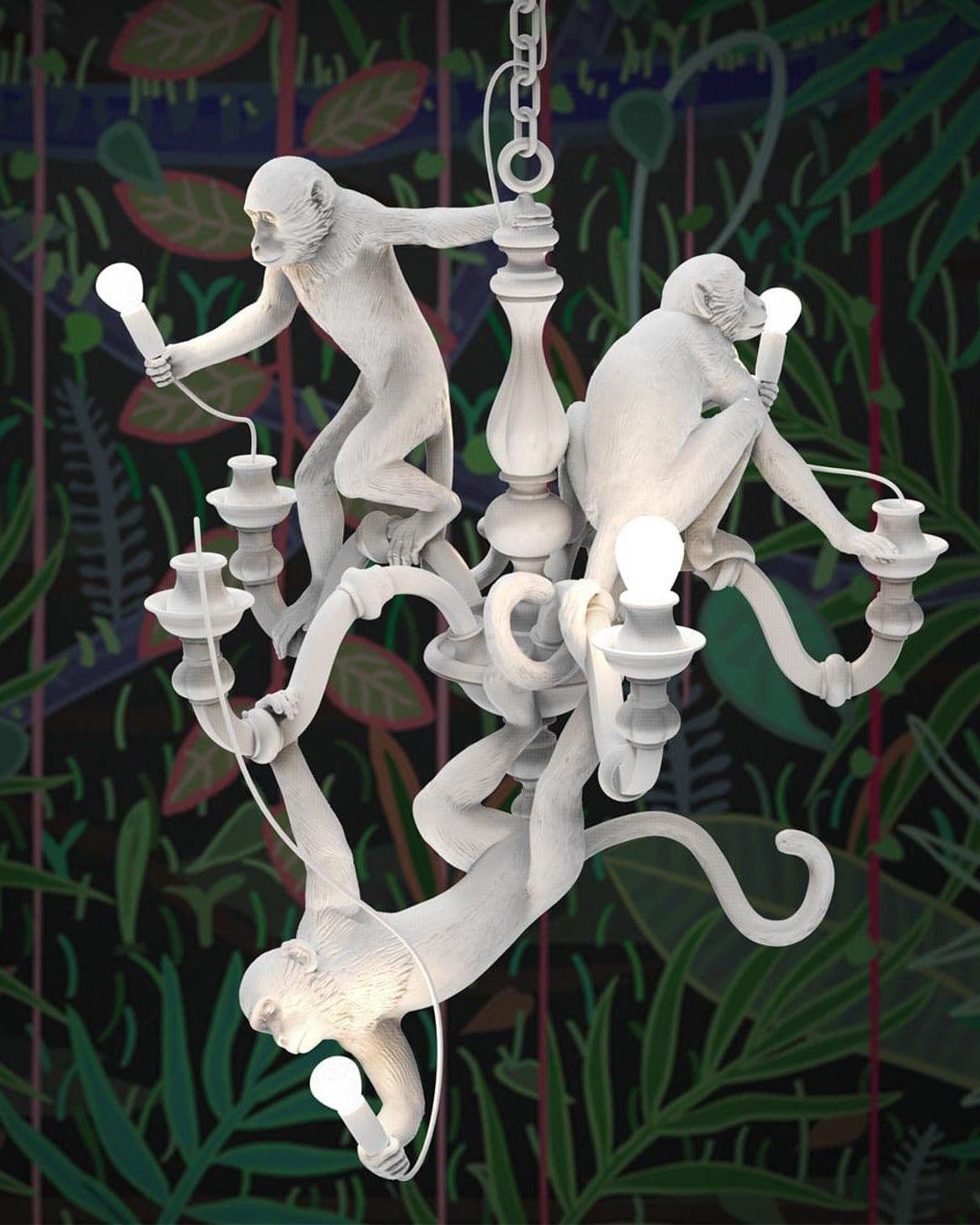 Lustra Chandelier Singe Noir Sculpture Ludique - Neutralighting