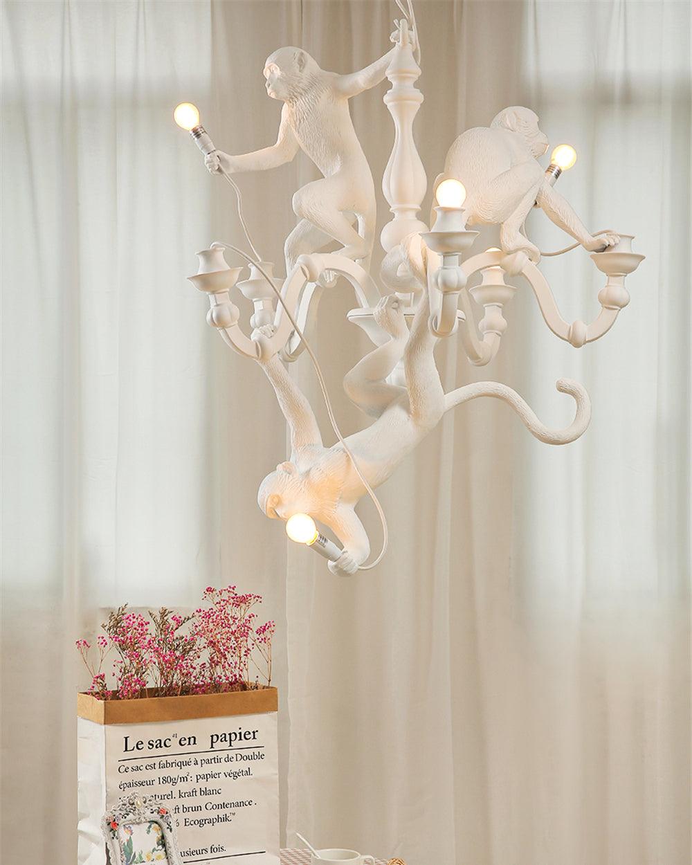 Lustra Chandelier Singe Noir Sculpture Ludique - Neutralighting