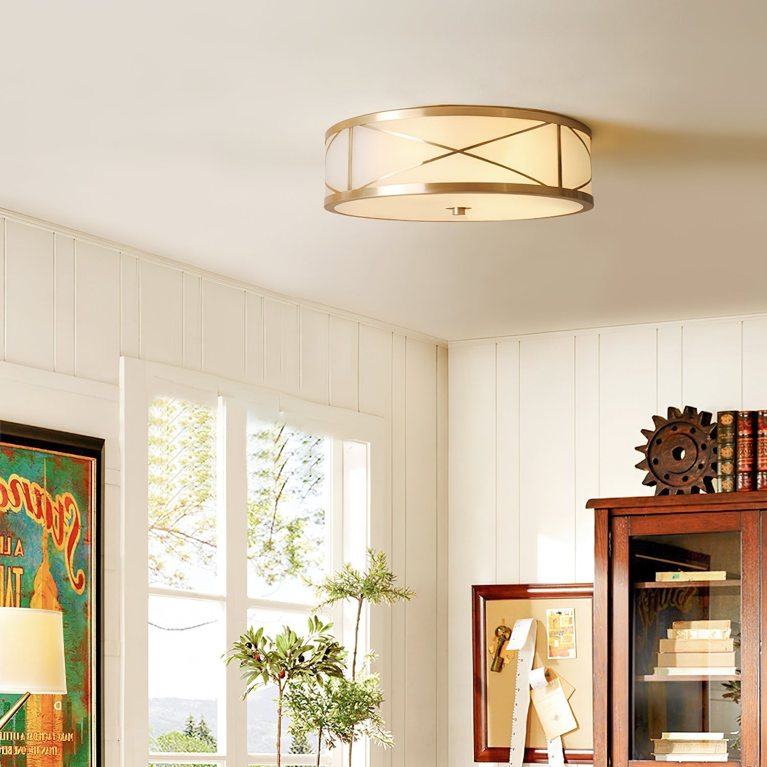 Vovene Modern Minimalist Brass Glass Ceiling Light - Lamp Copper