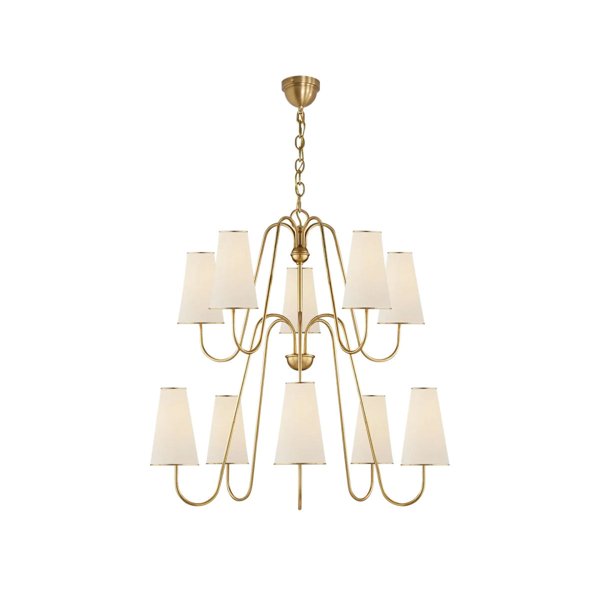 Elirora Lustre En Laiton Vintage élégant Avec Abat-Jour En Tissu - Neutralighting