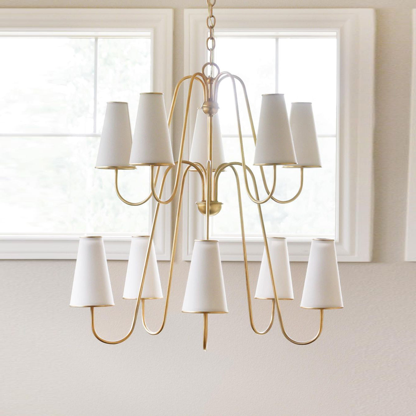 Elirora Lustre En Laiton Vintage élégant Avec Abat-Jour En Tissu - Neutralighting