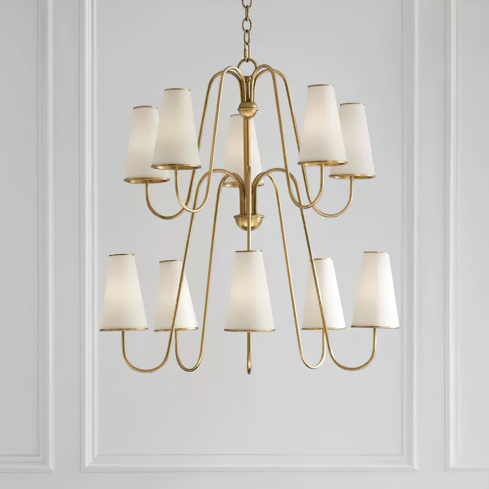 Elirora Lustre En Laiton Vintage élégant Avec Abat-Jour En Tissu - Neutralighting