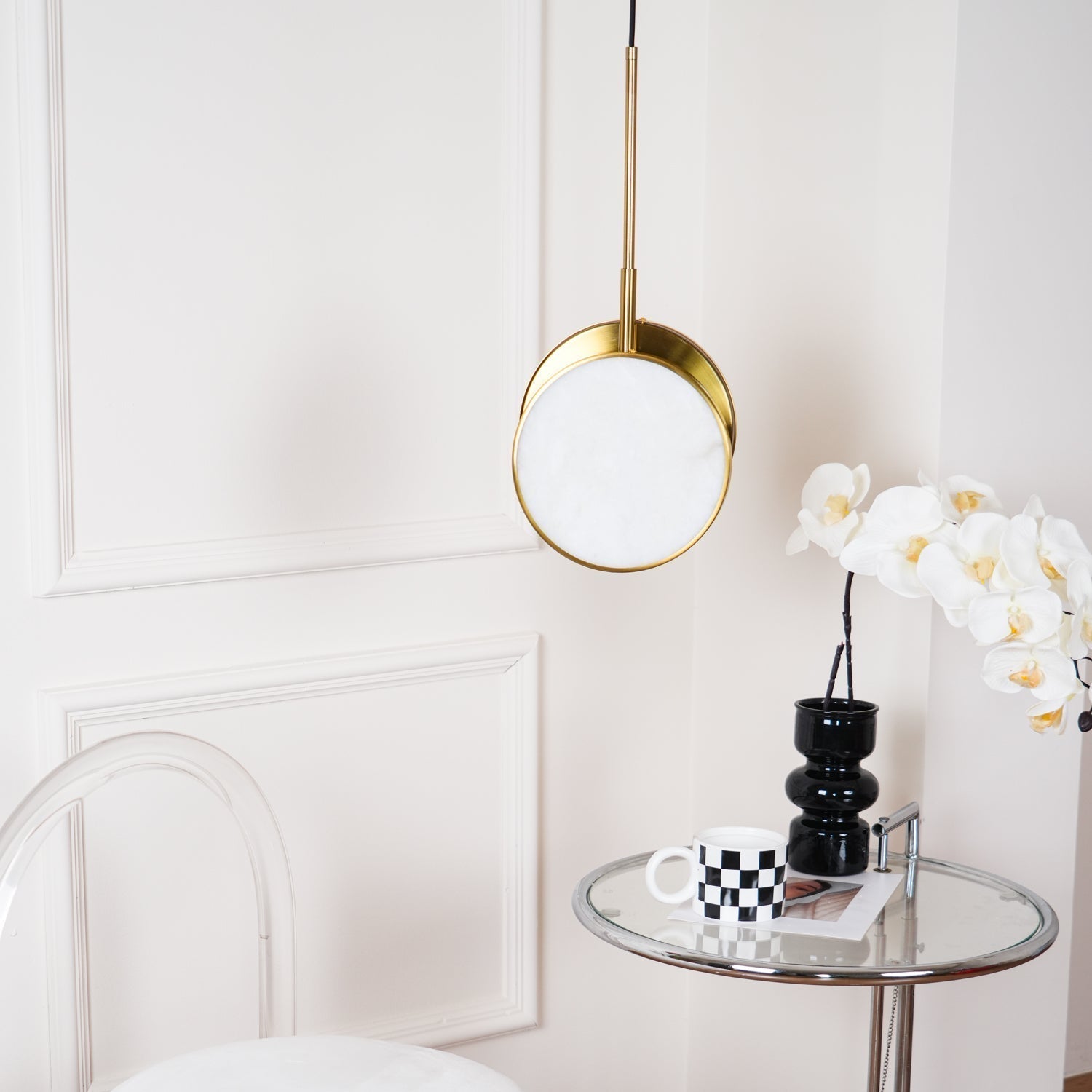 Synoryra Lampe Suspendue Double Disque en Albâtre - Neutralighting