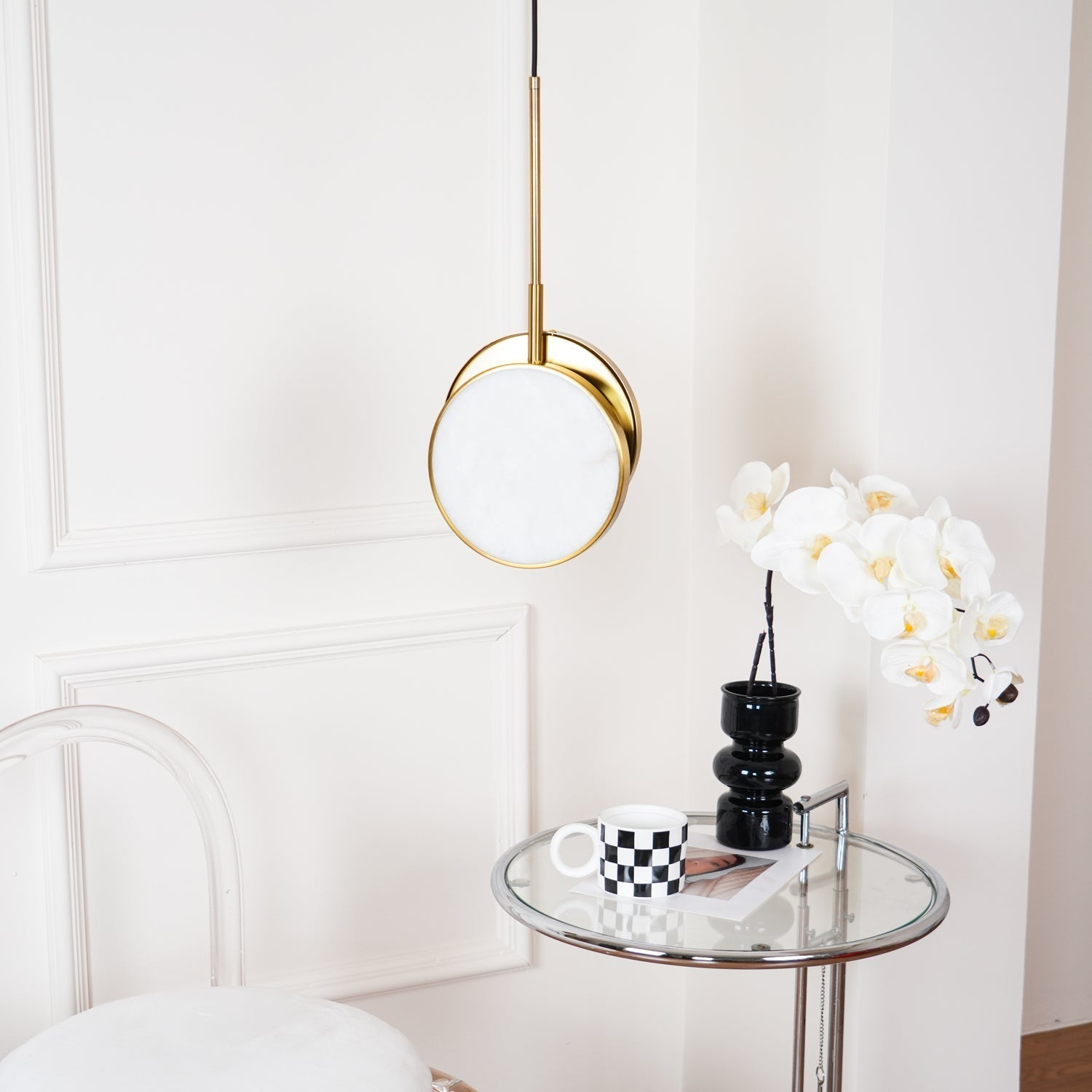 Synoryra Lampe Suspendue Double Disque en Albâtre - Neutralighting