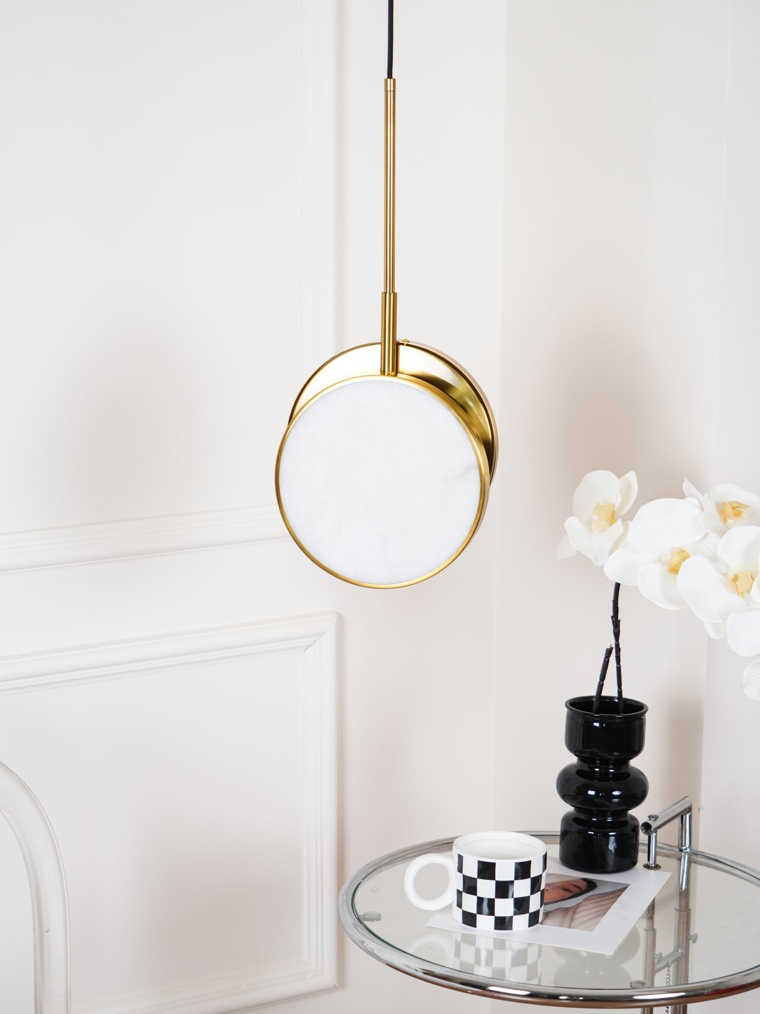 Synoryra Lampe Suspendue Double Disque en Albâtre - Neutralighting