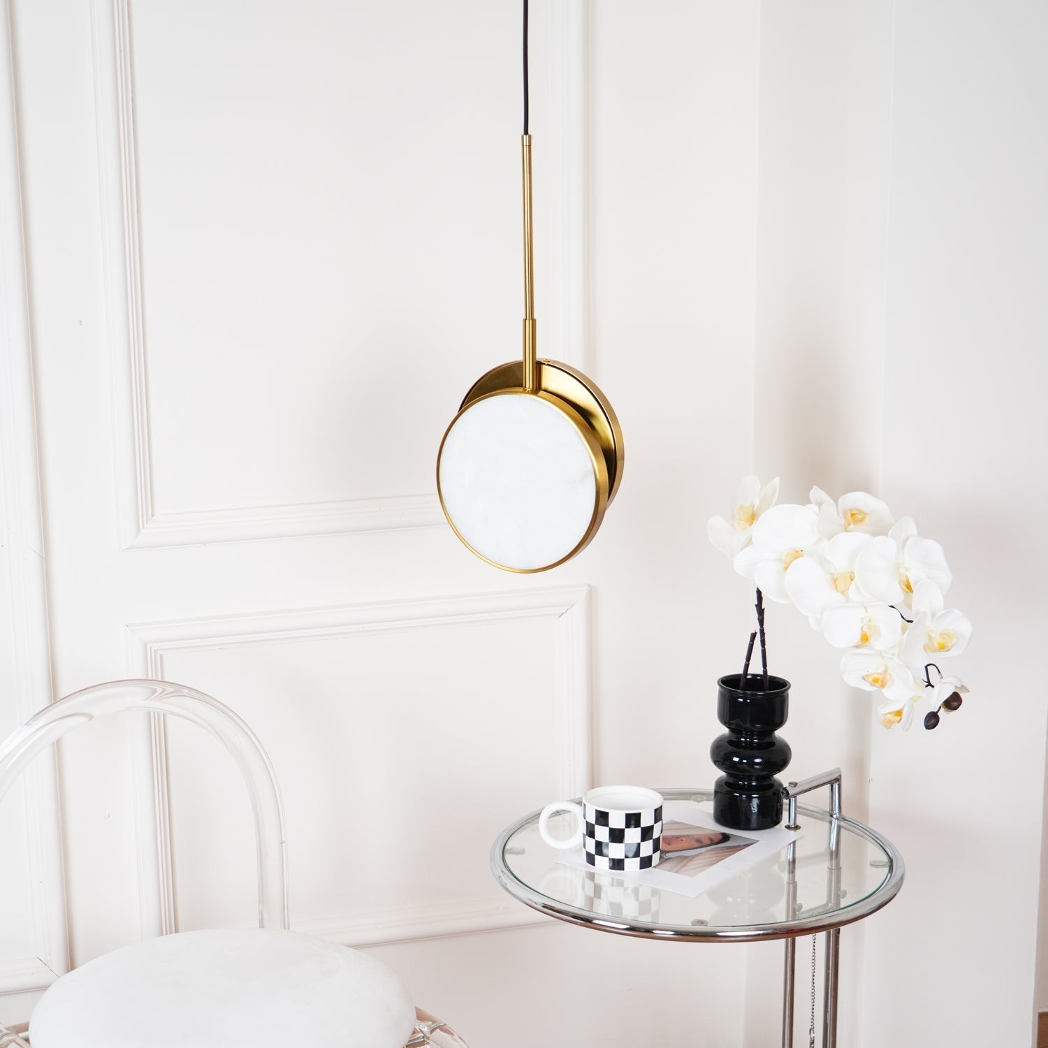 Synoryra Lampe Suspendue Double Disque en Albâtre - Neutralighting