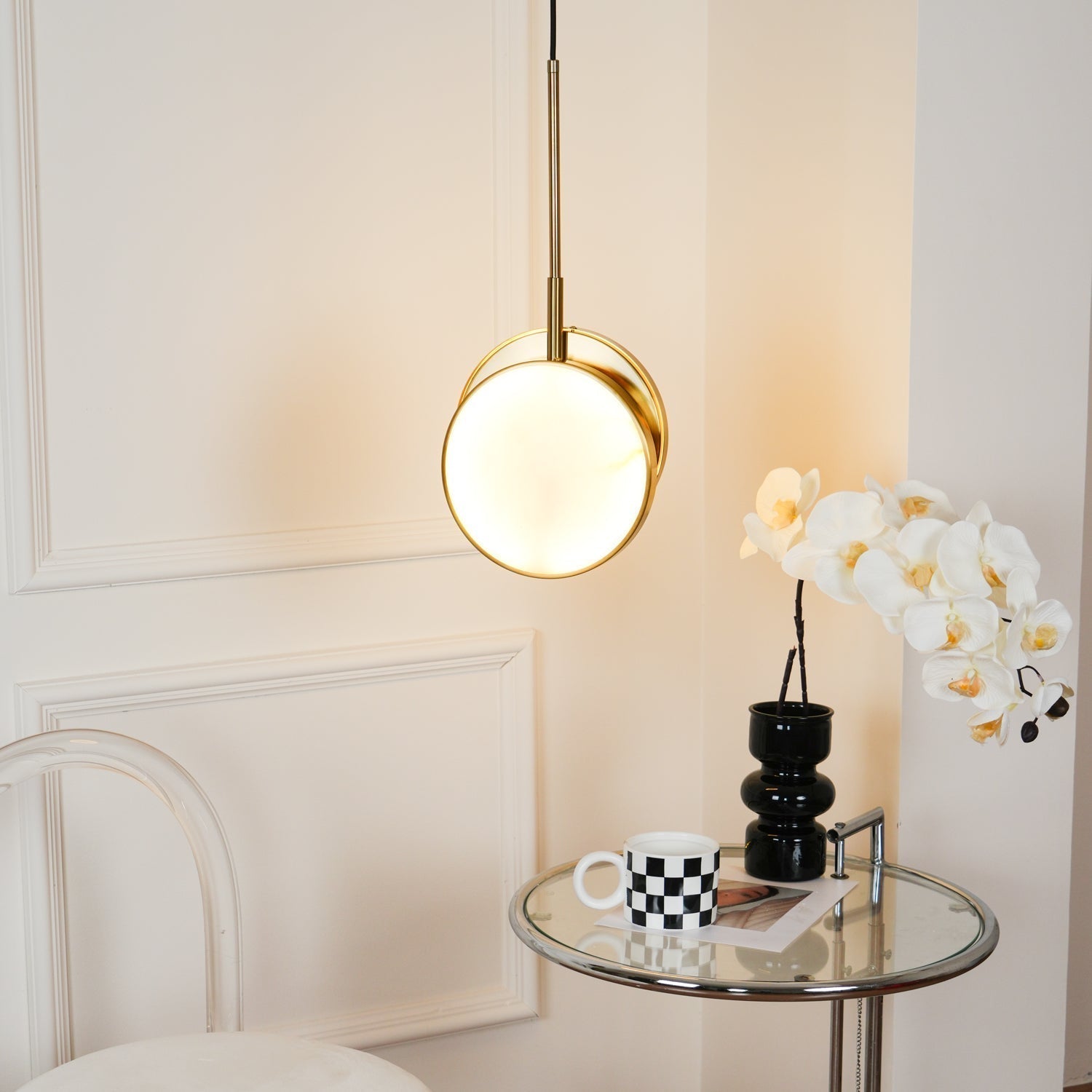 Synoryra Lampe Suspendue Double Disque en Albâtre - Neutralighting