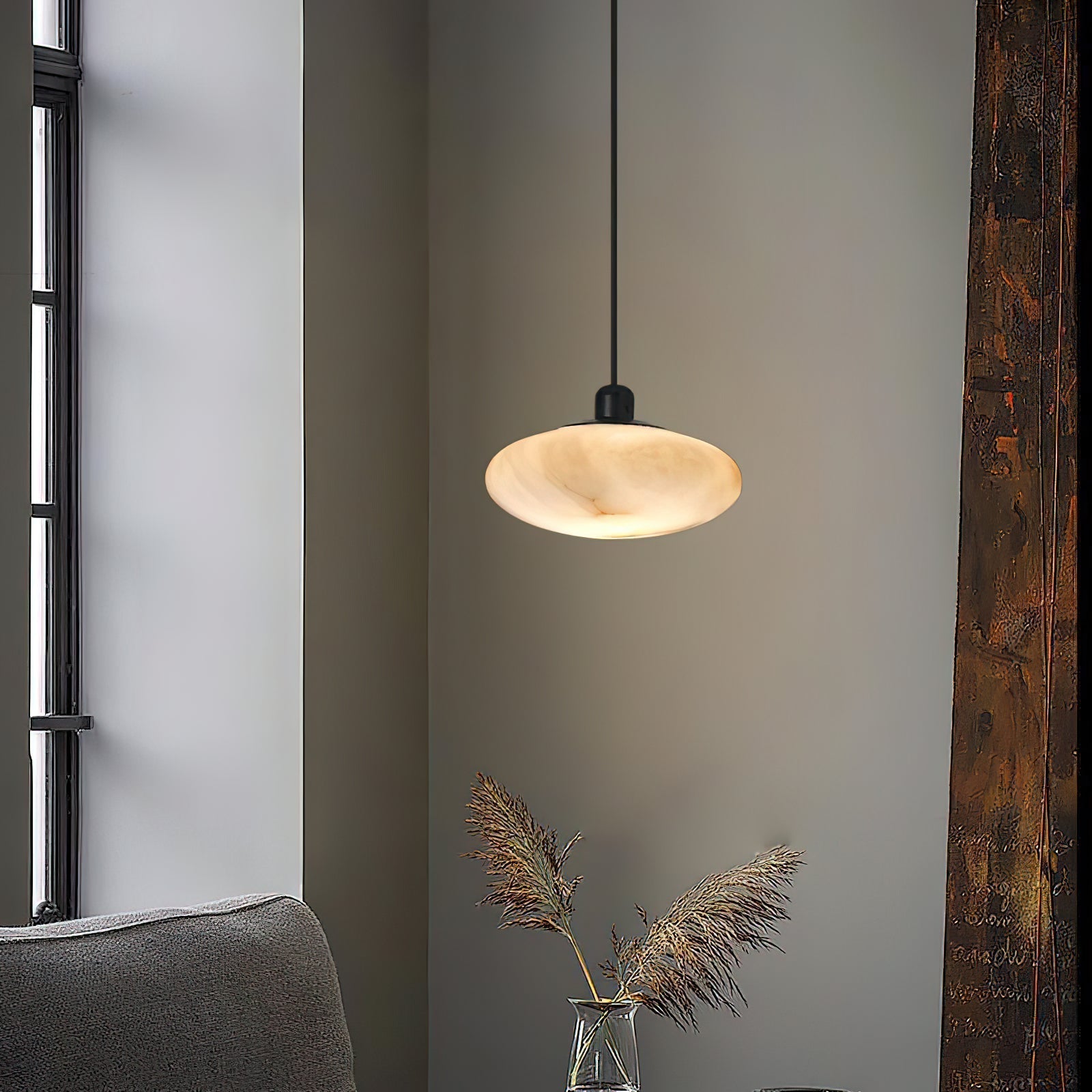 Cuthean Lampe Suspendue En Laiton Et Albâtre Minimaliste Moderne - Neutralighting