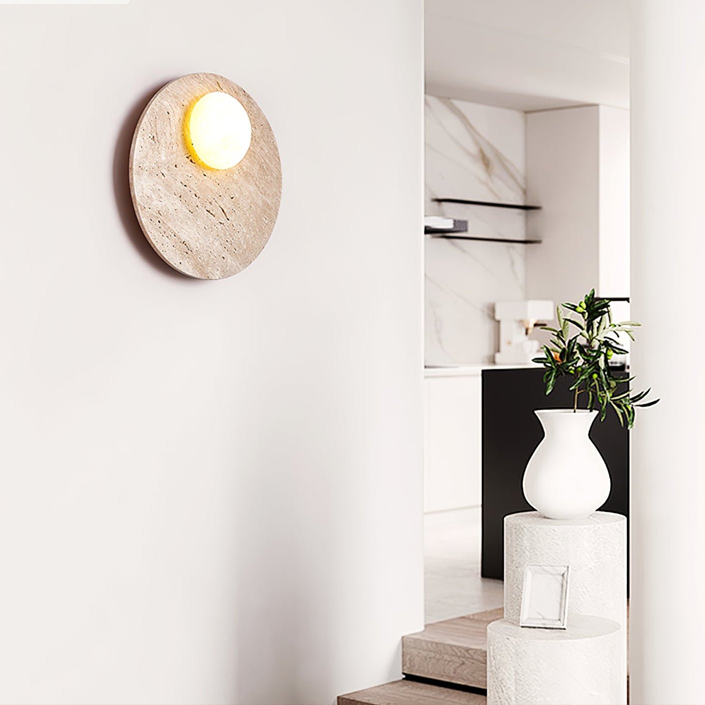 Vizoriel Applique Murale Élégante en Travertin - Neutralighting