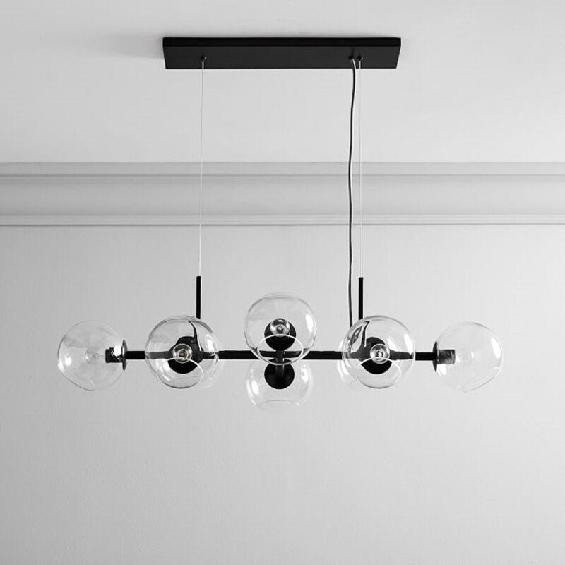 Valentina Suspension Boule Moderne Métal/Verre Noir/Doré Salon - Neutralighting