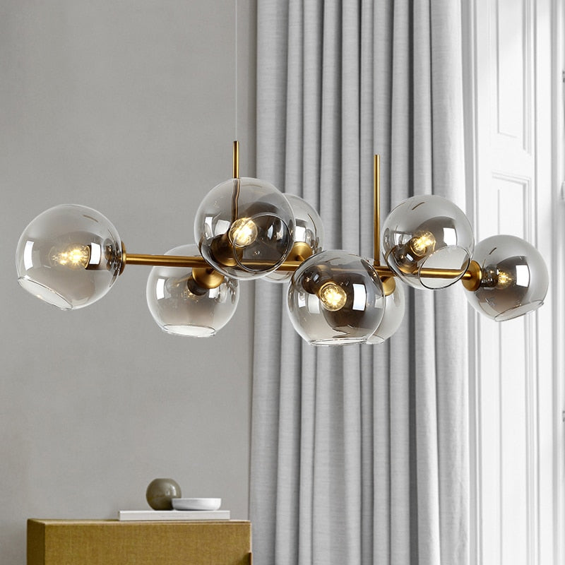 Valentina Suspension Boule Moderne Métal/Verre Noir/Doré Salon - Neutralighting