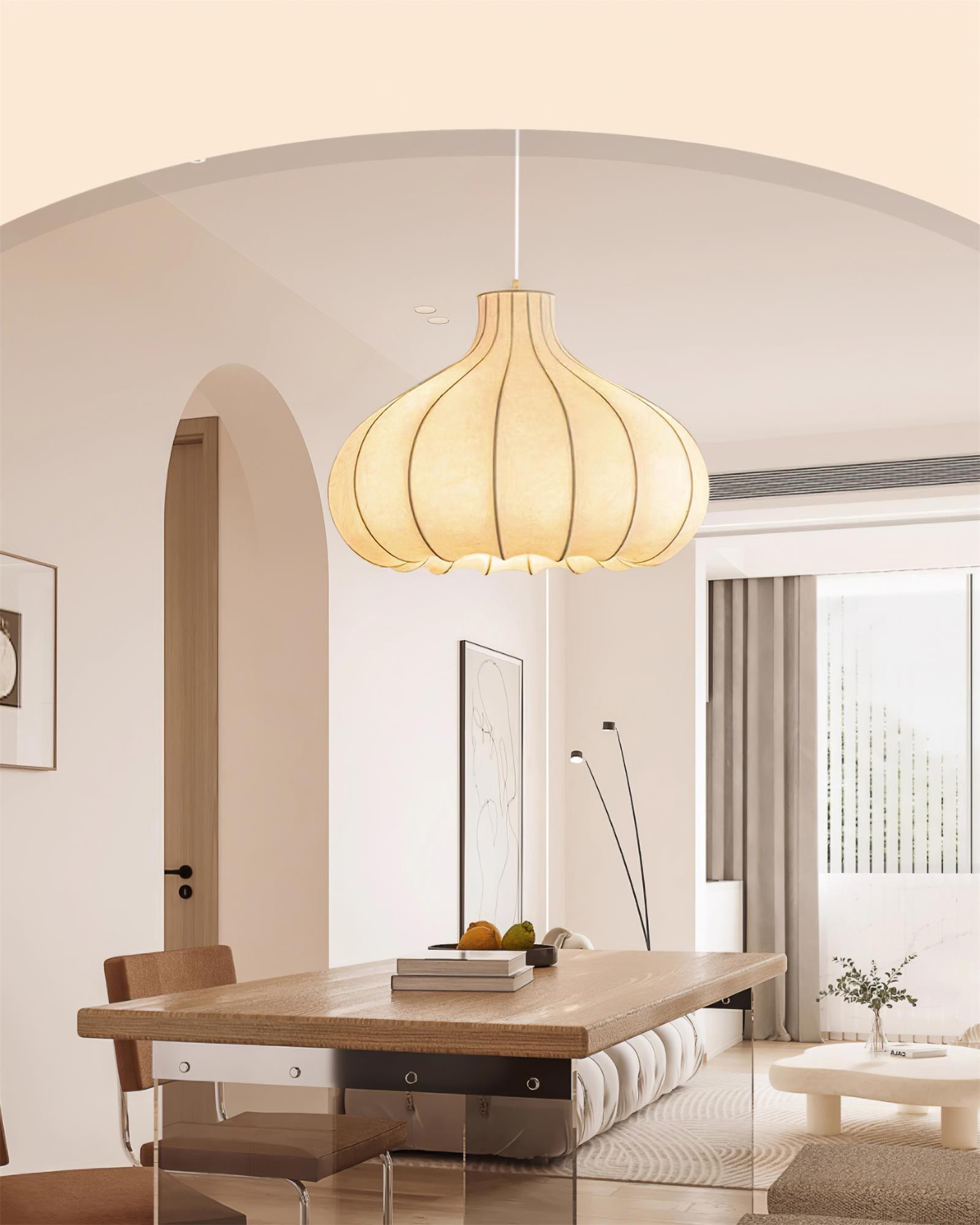 Silky Suspension avec Abat-jour en Soie Plissée Blanc Elégant - Neutralighting