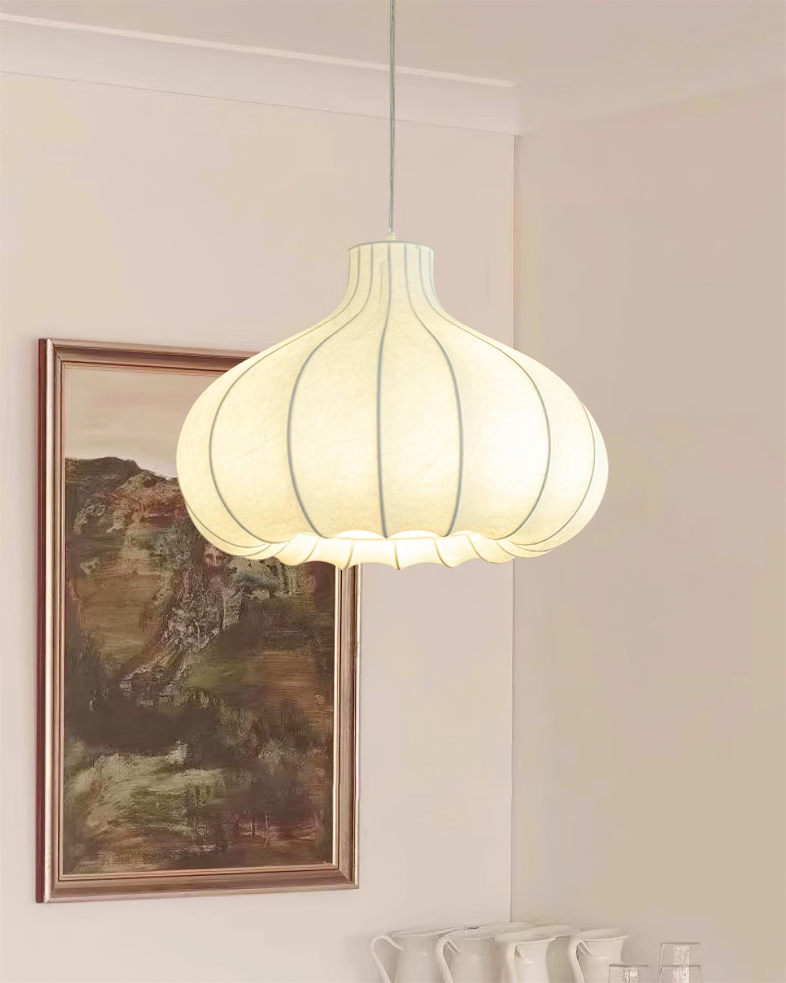 Silky Suspension avec Abat-jour en Soie Plissée Blanc Elégant - Neutralighting