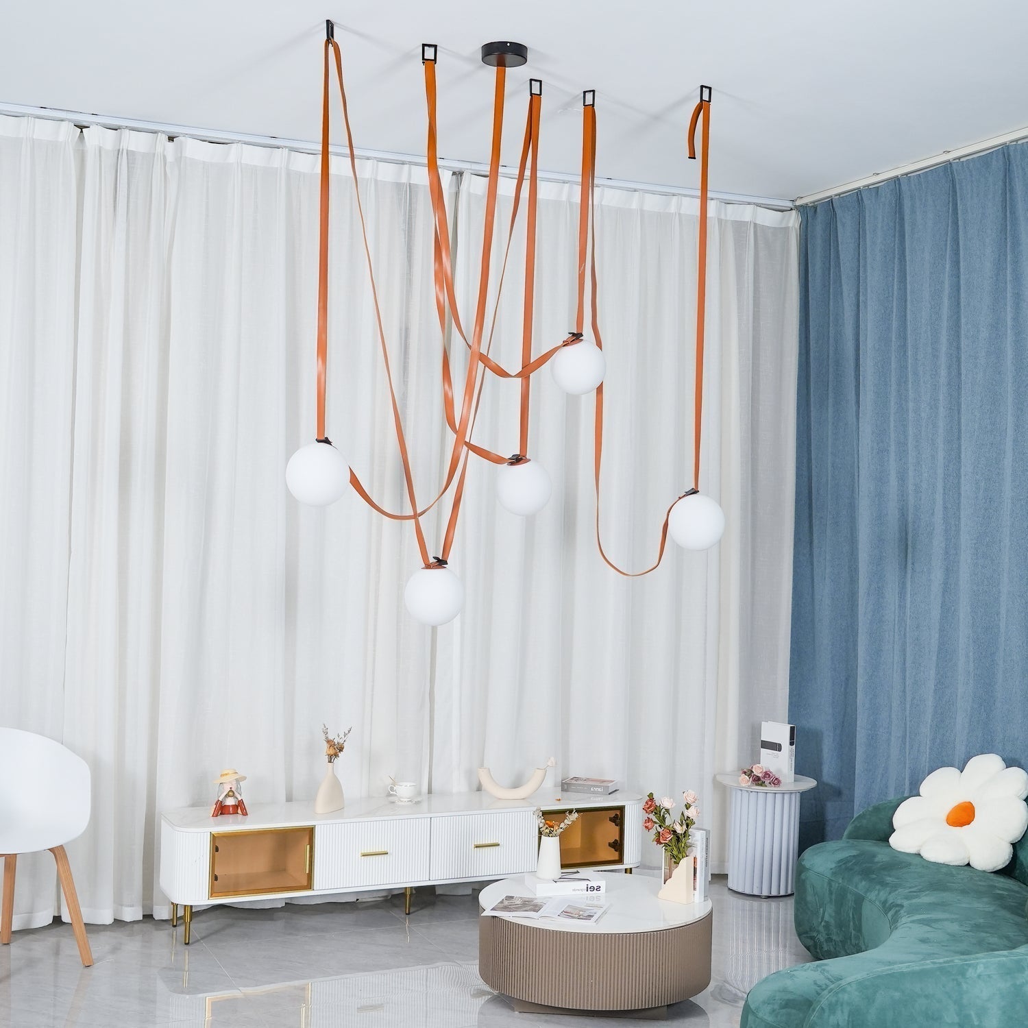Lustra Suspension en Cuir et Verre - Neutralighting