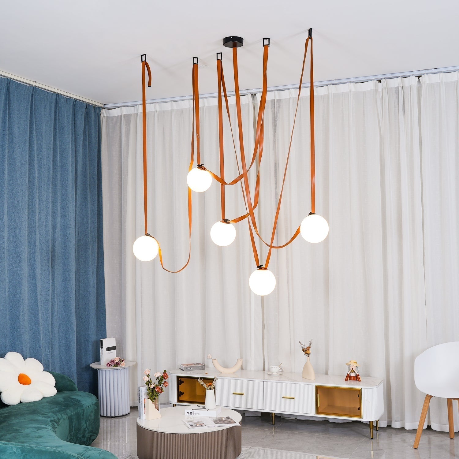 Lustra Suspension en Cuir et Verre - Neutralighting
